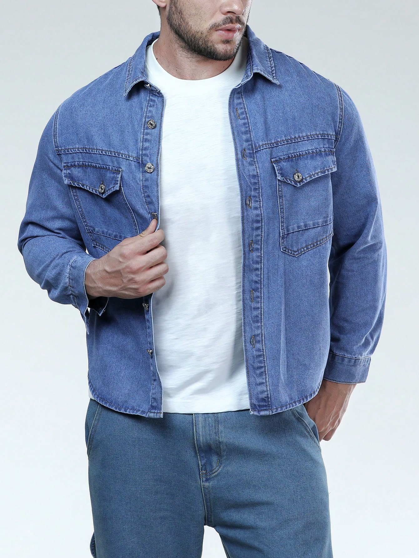 Men Plus Size Denim Shirts