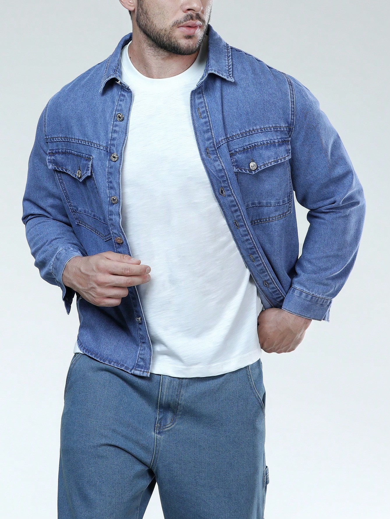 Men Plus Size Denim Shirts