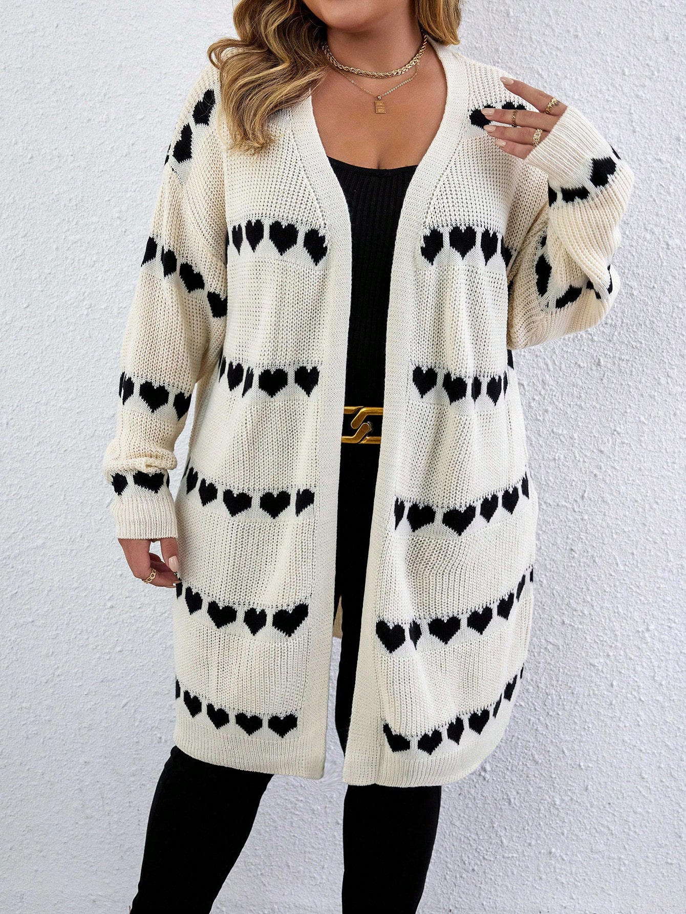 In Long Sleeve Plus Size Cardigans