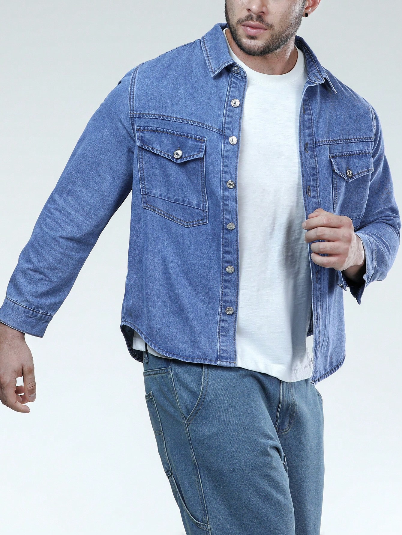 Men Plus Size Denim Shirts