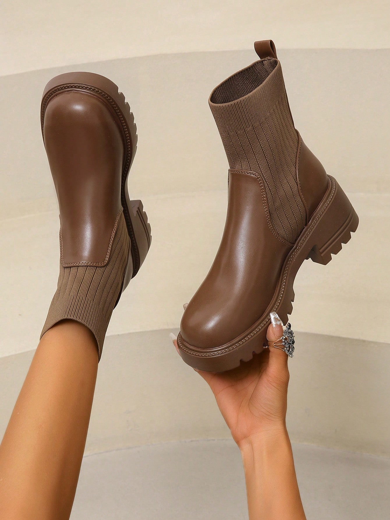 In Brown Women Fashion Boots