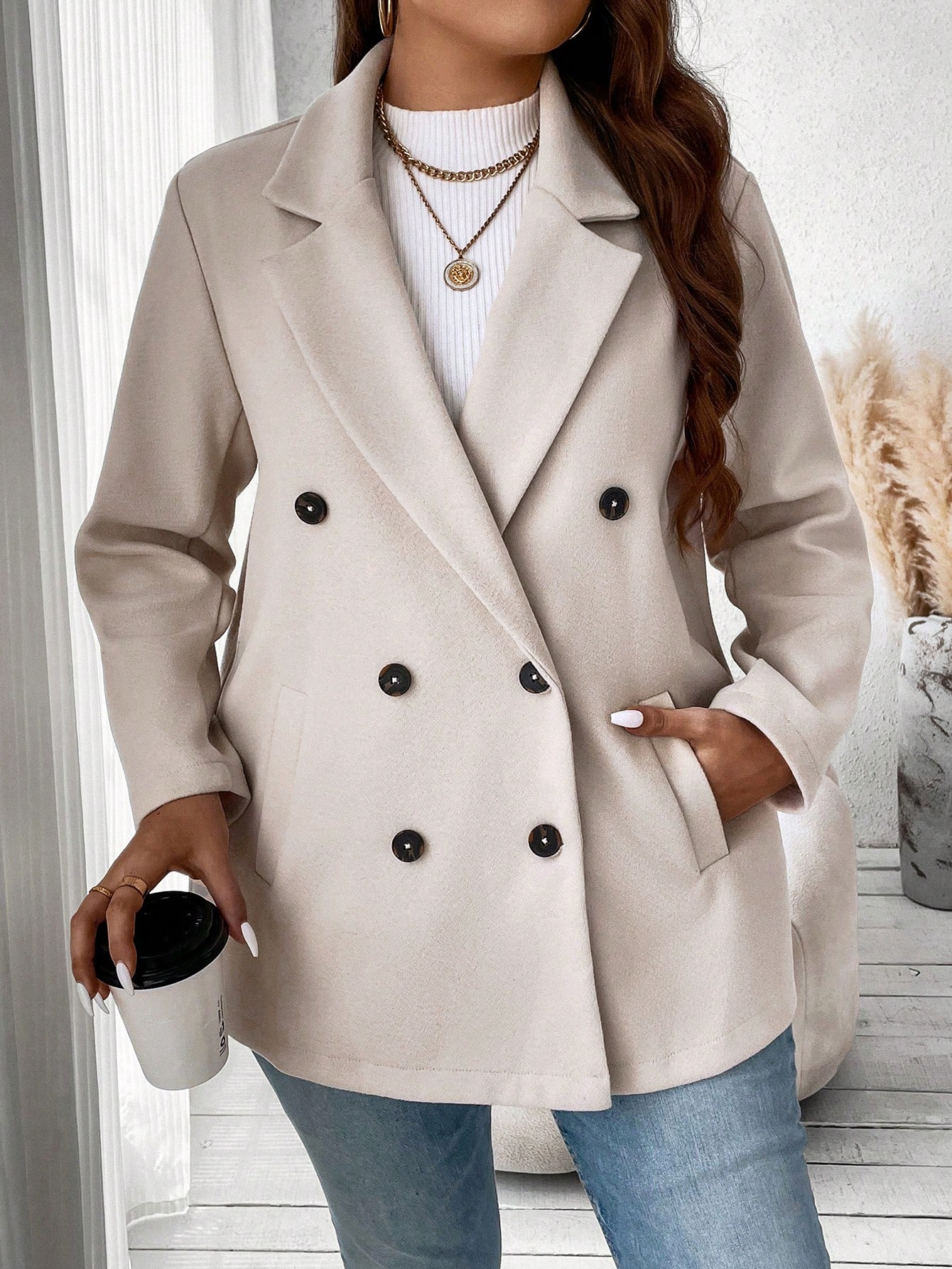 In Long Sleeve Plus Size Overcoats