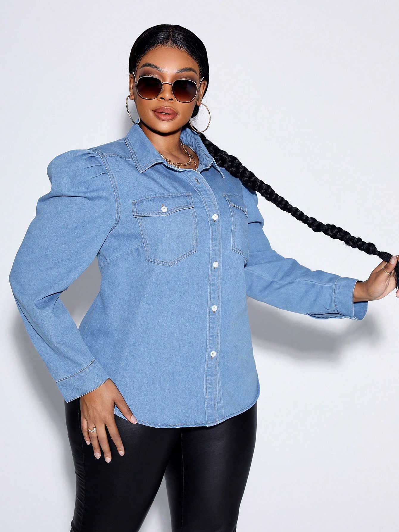 In Blue Plus Size Denim Tops