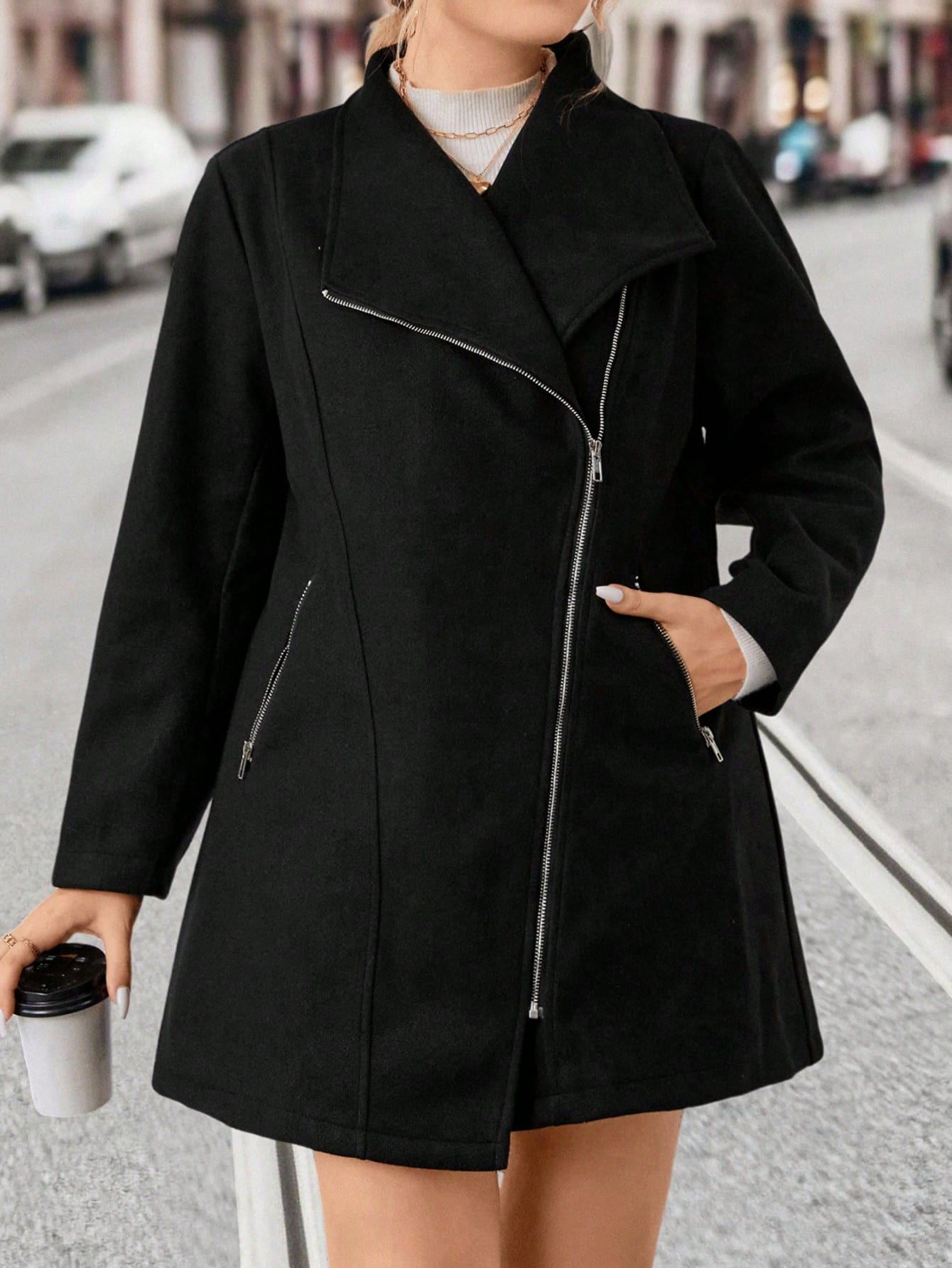 In Long Sleeve Plus Size Overcoats