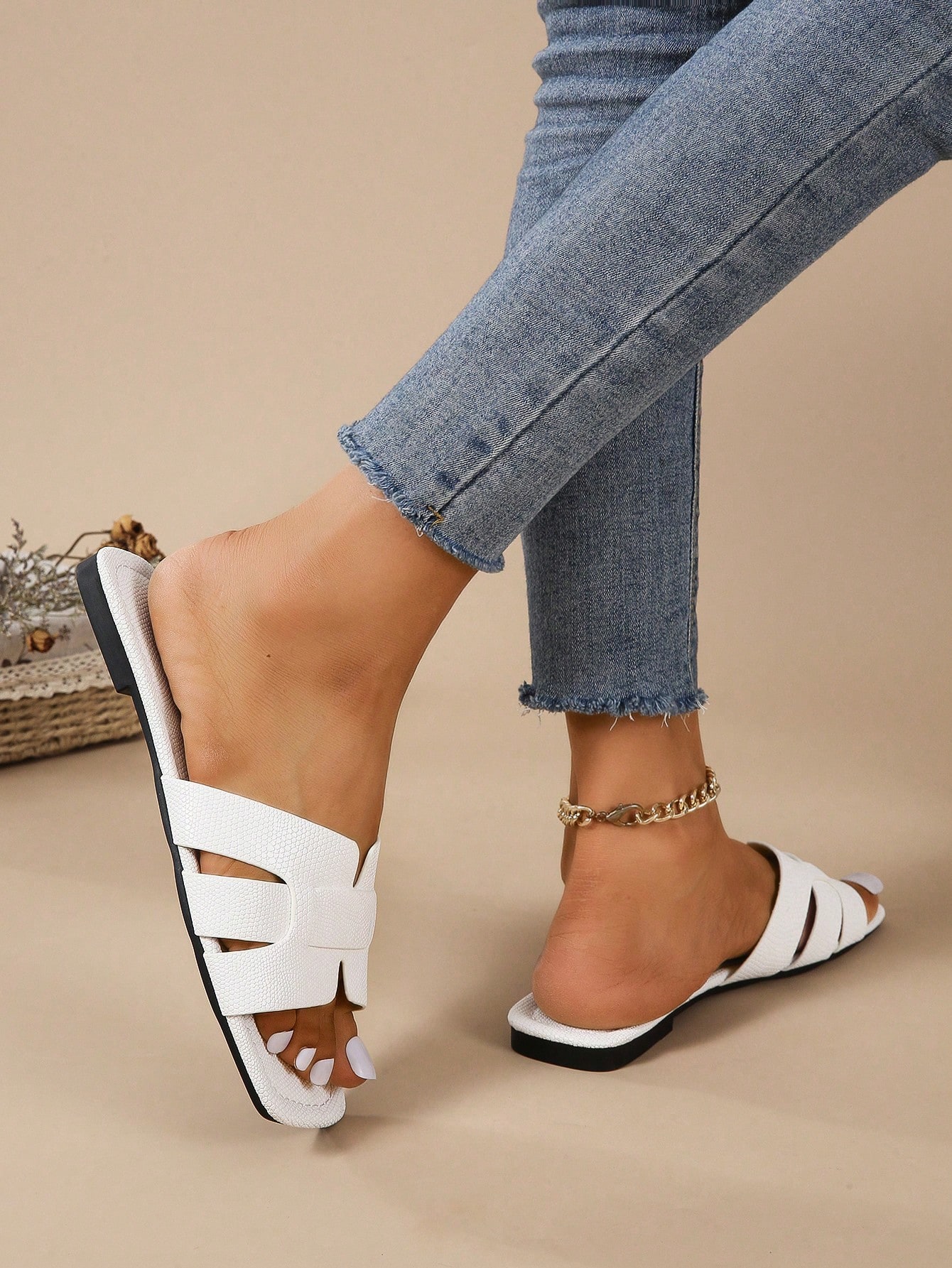 In White Women Flat Sandals