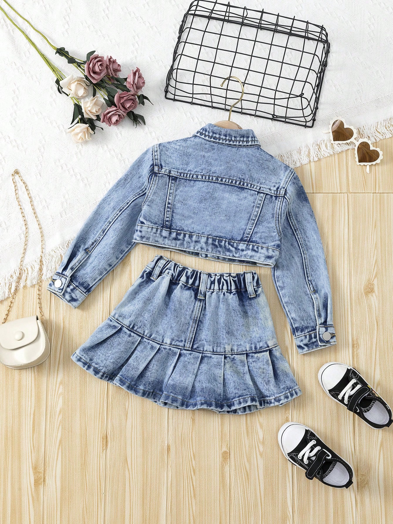 Young Girls Denim Two-piece Outfits