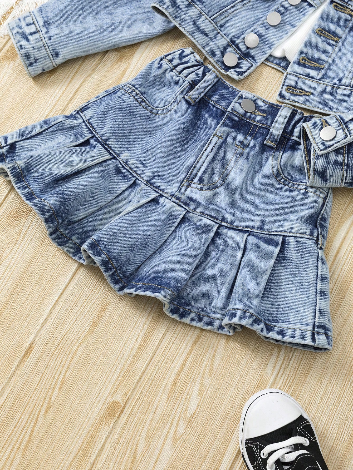 Young Girls Denim Two-piece Outfits