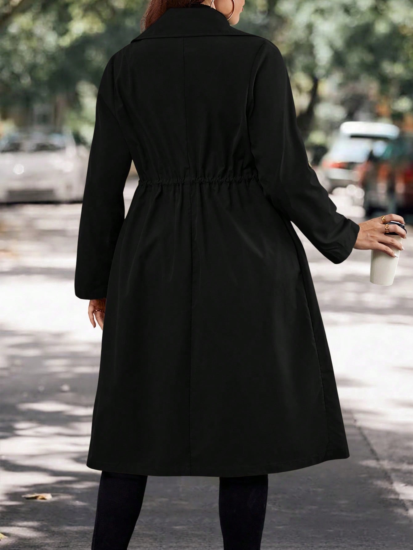 In Long Sleeve Plus Size Trench Coats