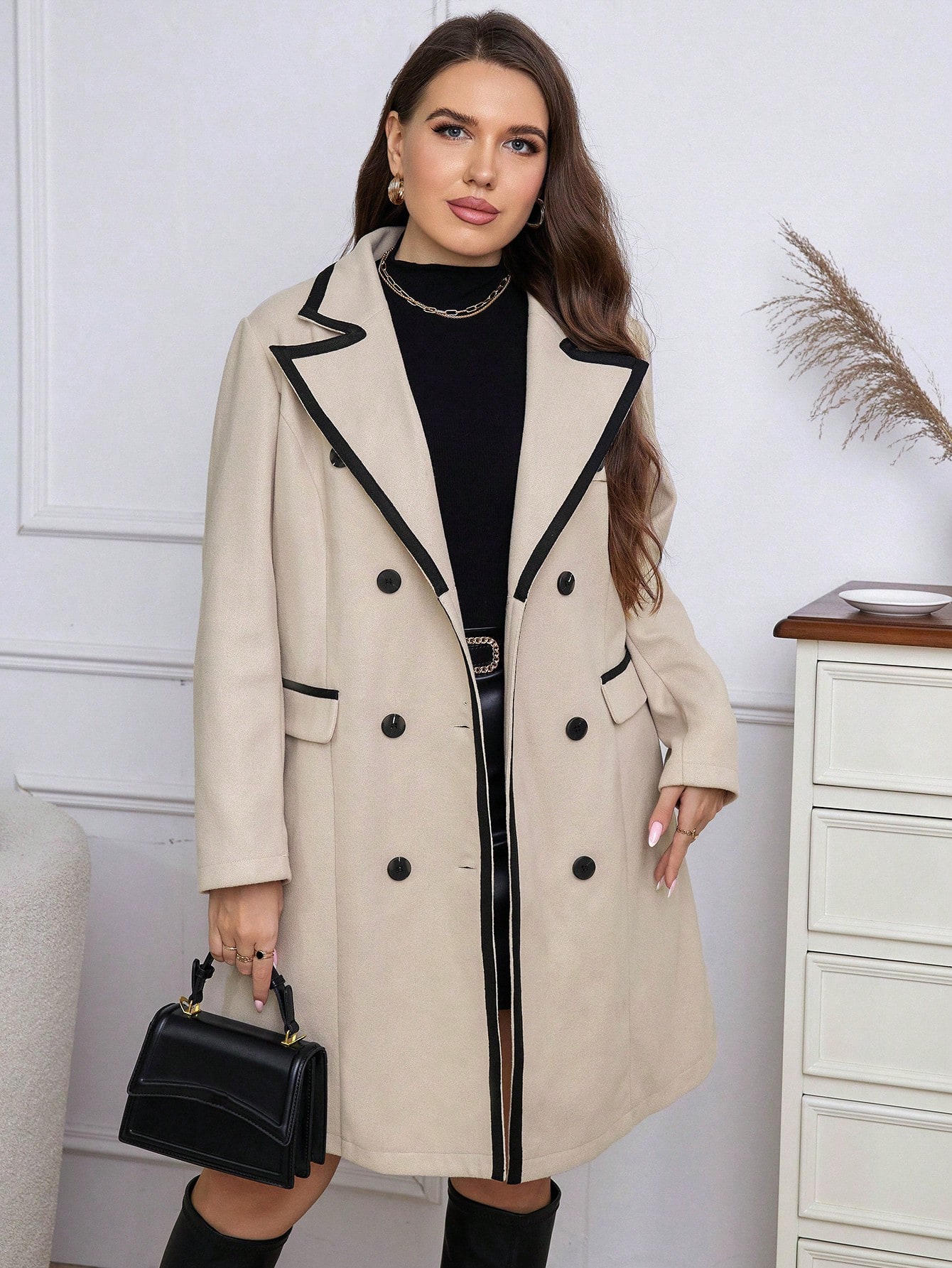 In Long Sleeve Plus Size Overcoats