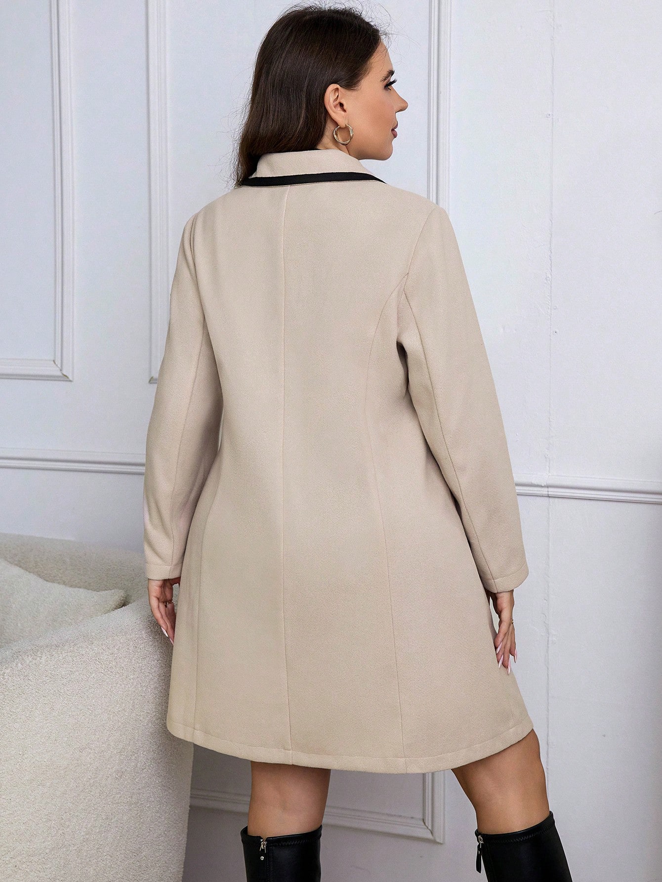 In Long Sleeve Plus Size Overcoats