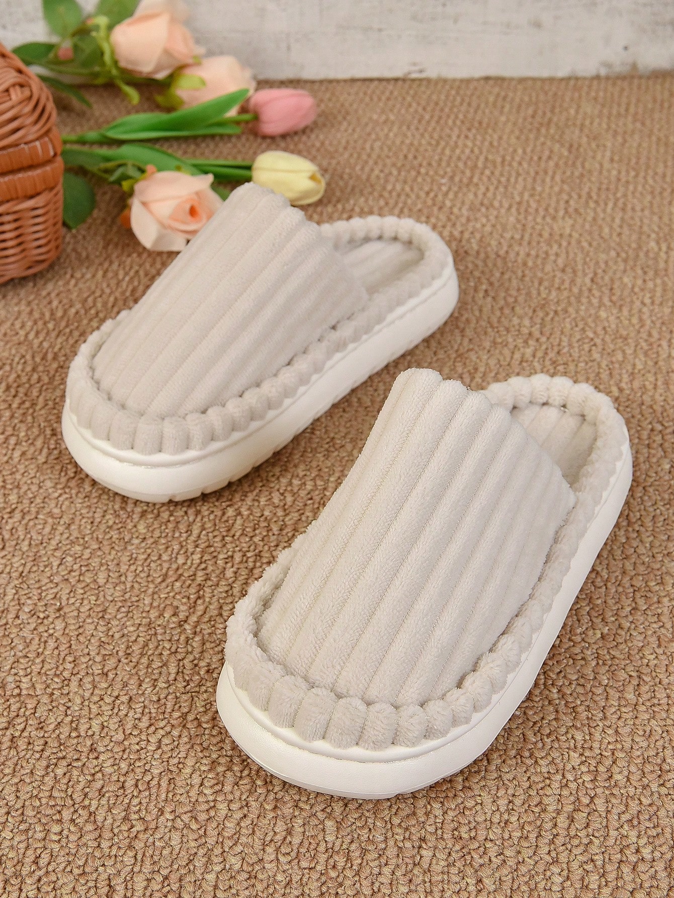 In Beige Women Home Slippers