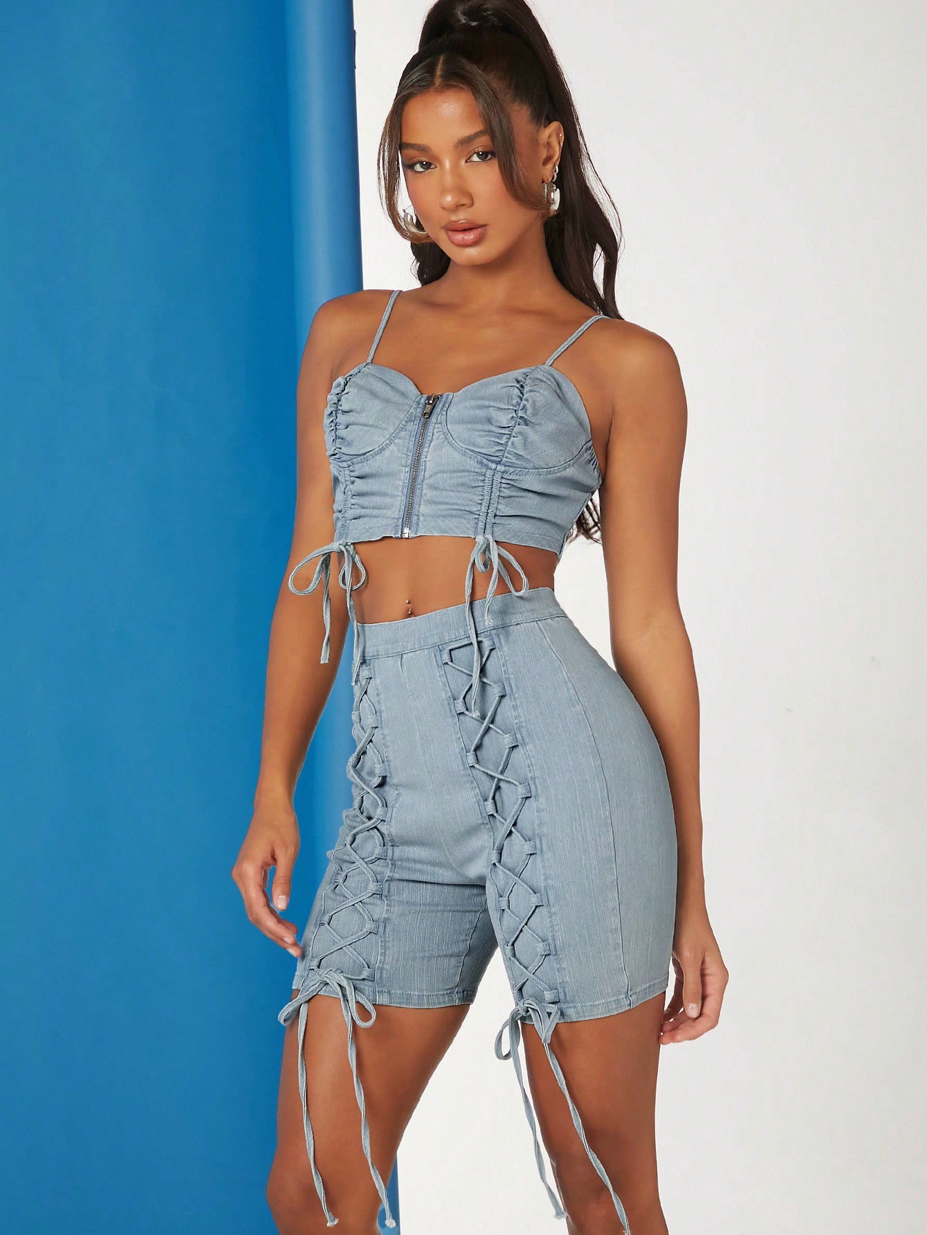 Women Denim Two-piece Outfits