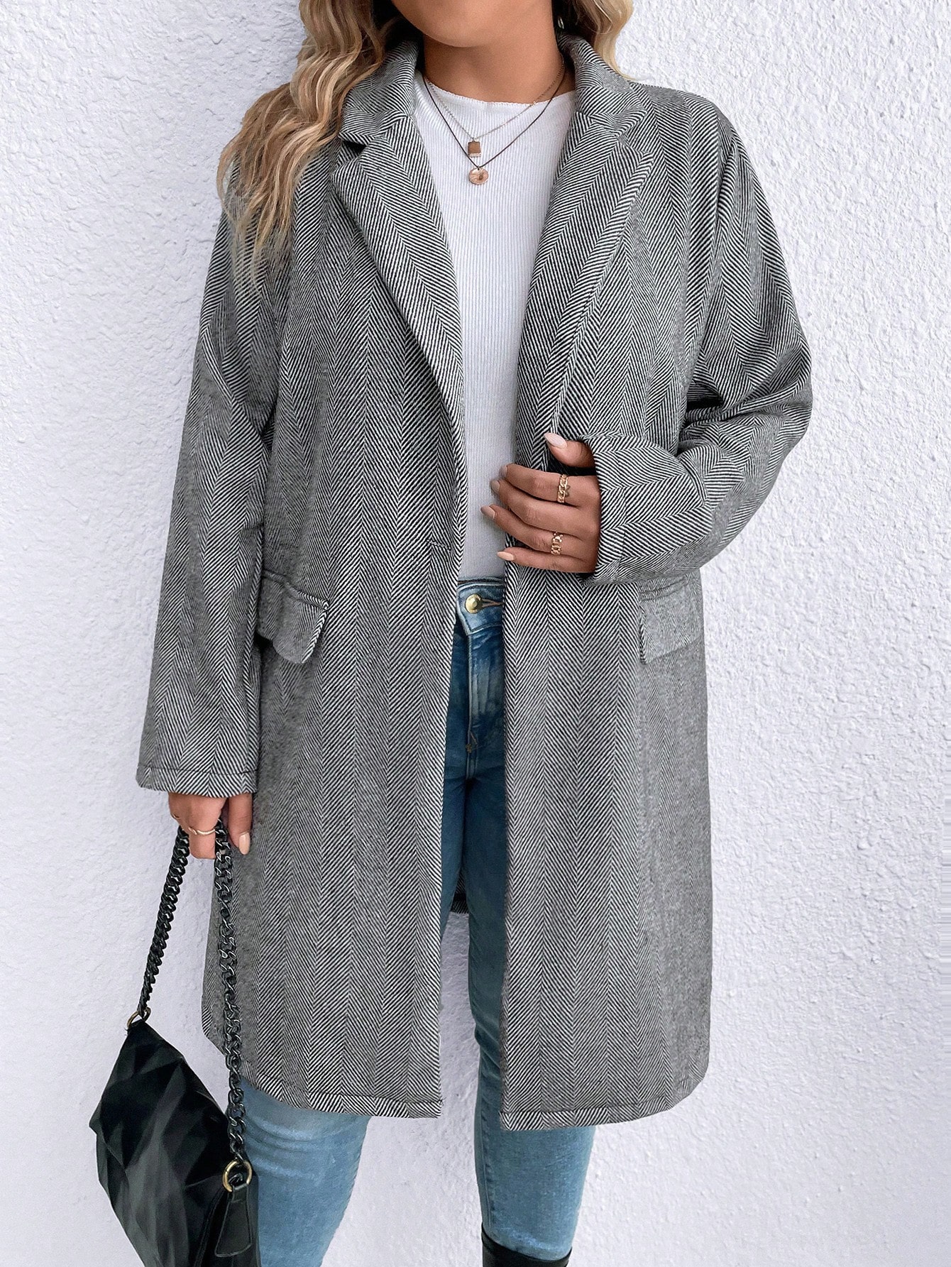 In Long Sleeve Plus Size Overcoats