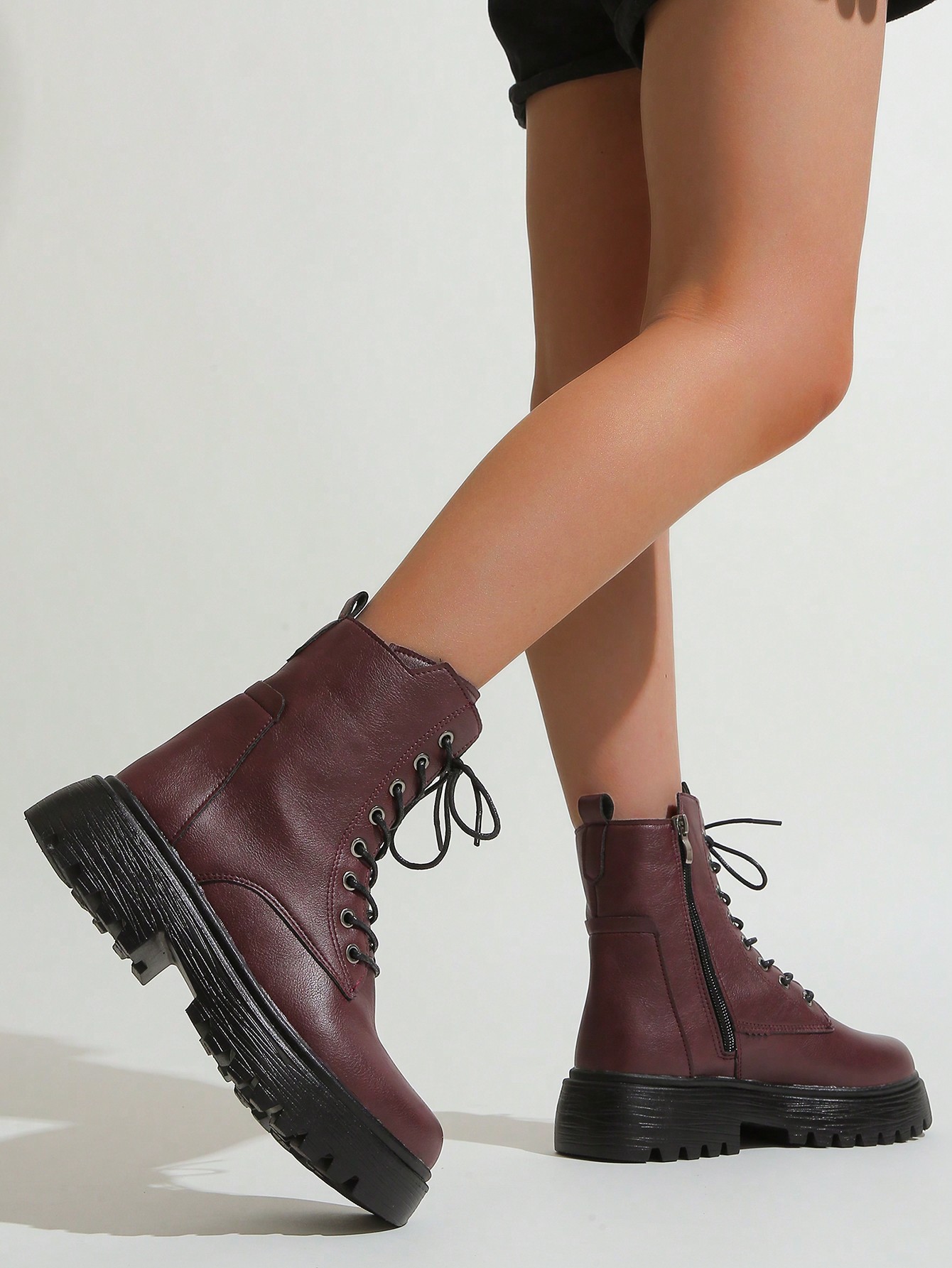 In Burgundy Women Fashion Boots