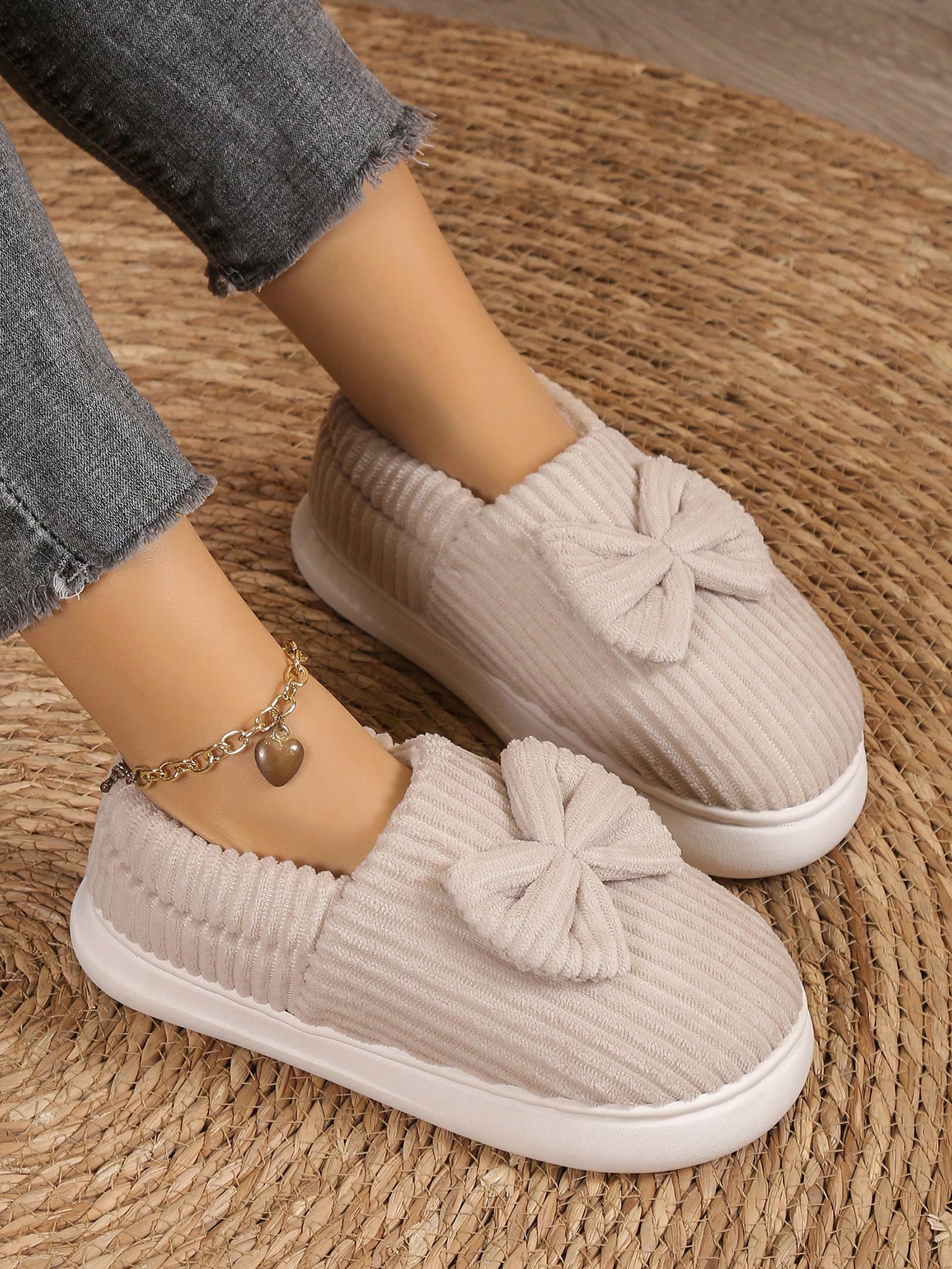 In Beige Women Home Slippers