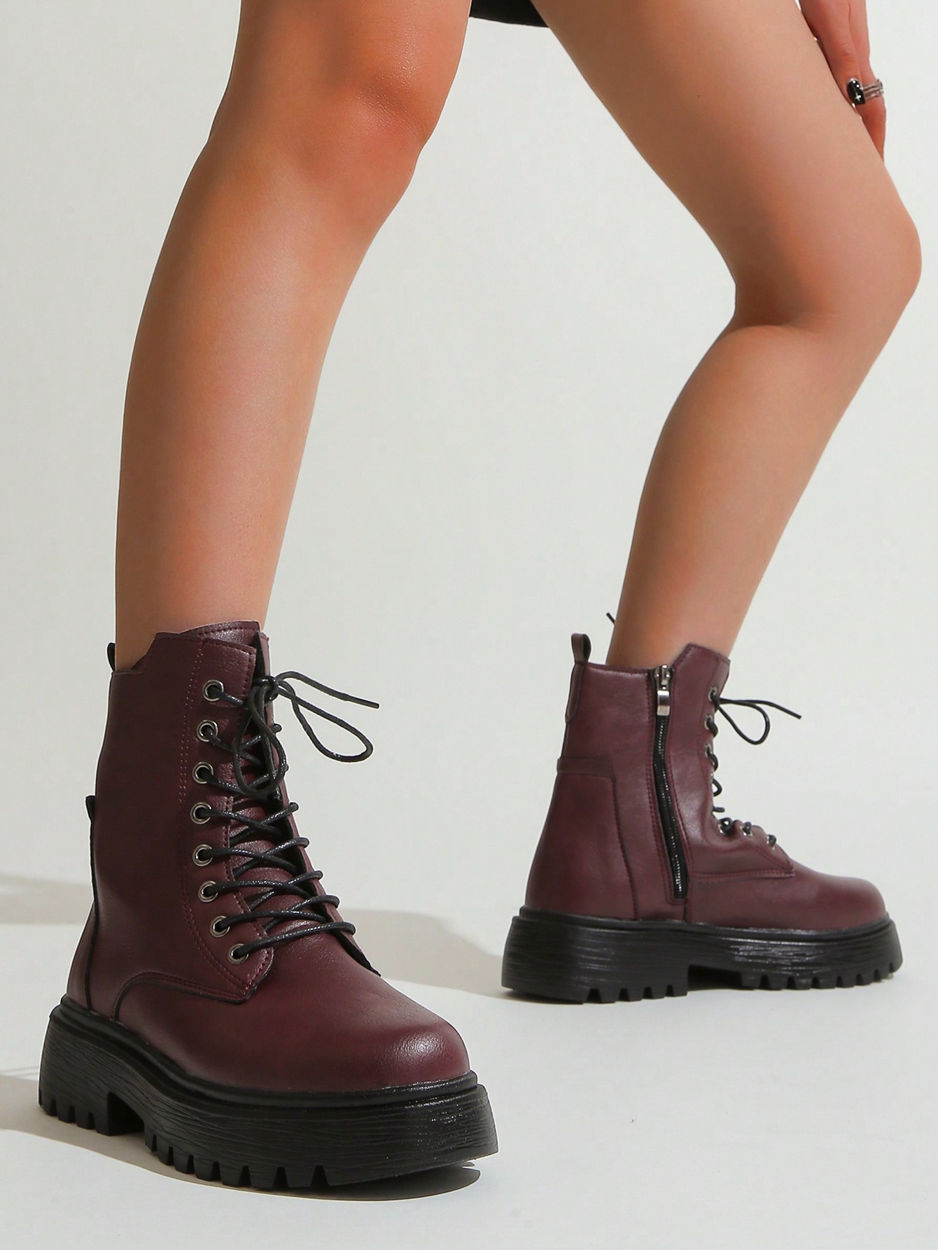 In Burgundy Women Fashion Boots