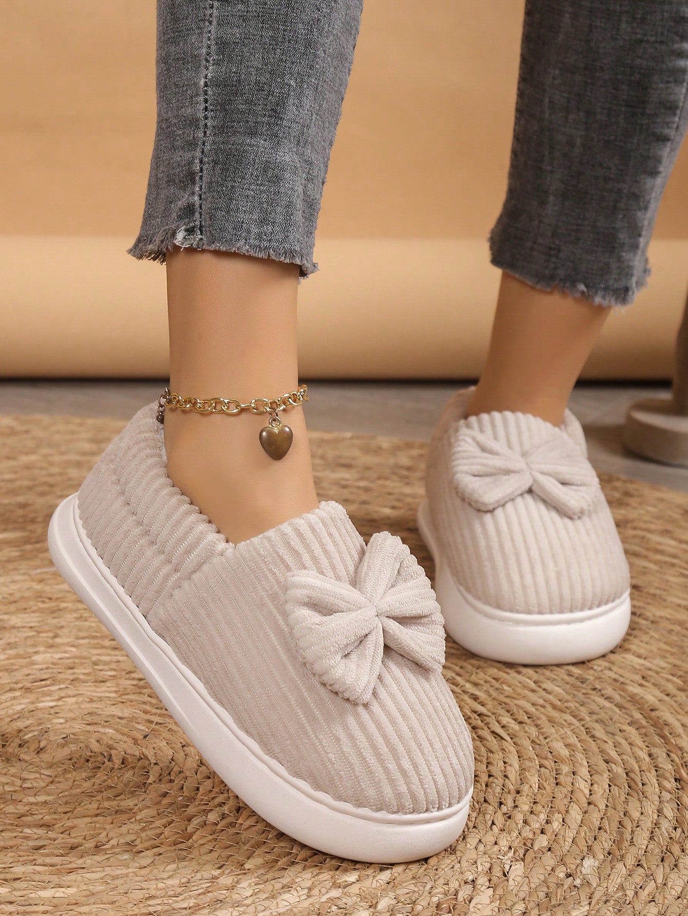 In Beige Women Home Slippers