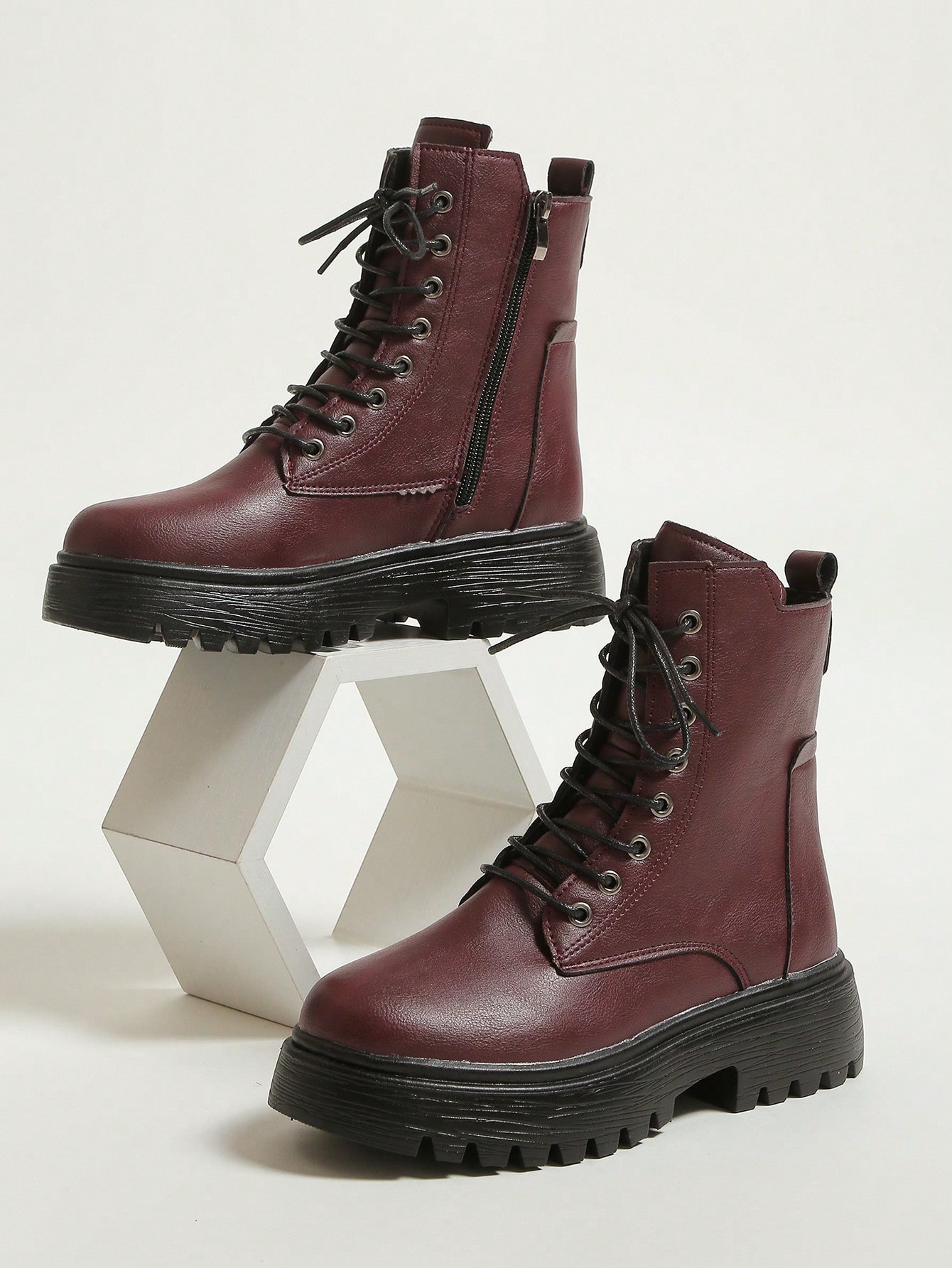 In Burgundy Women Fashion Boots