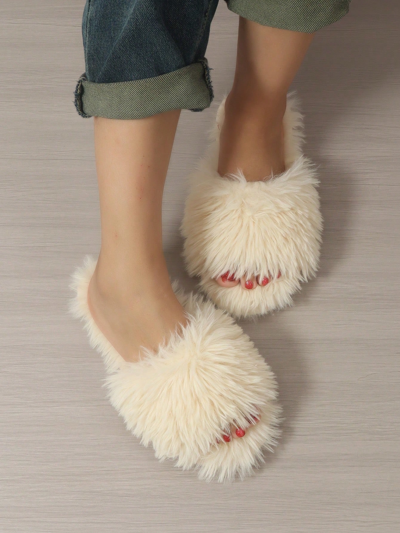 In Beige Women Home Slippers