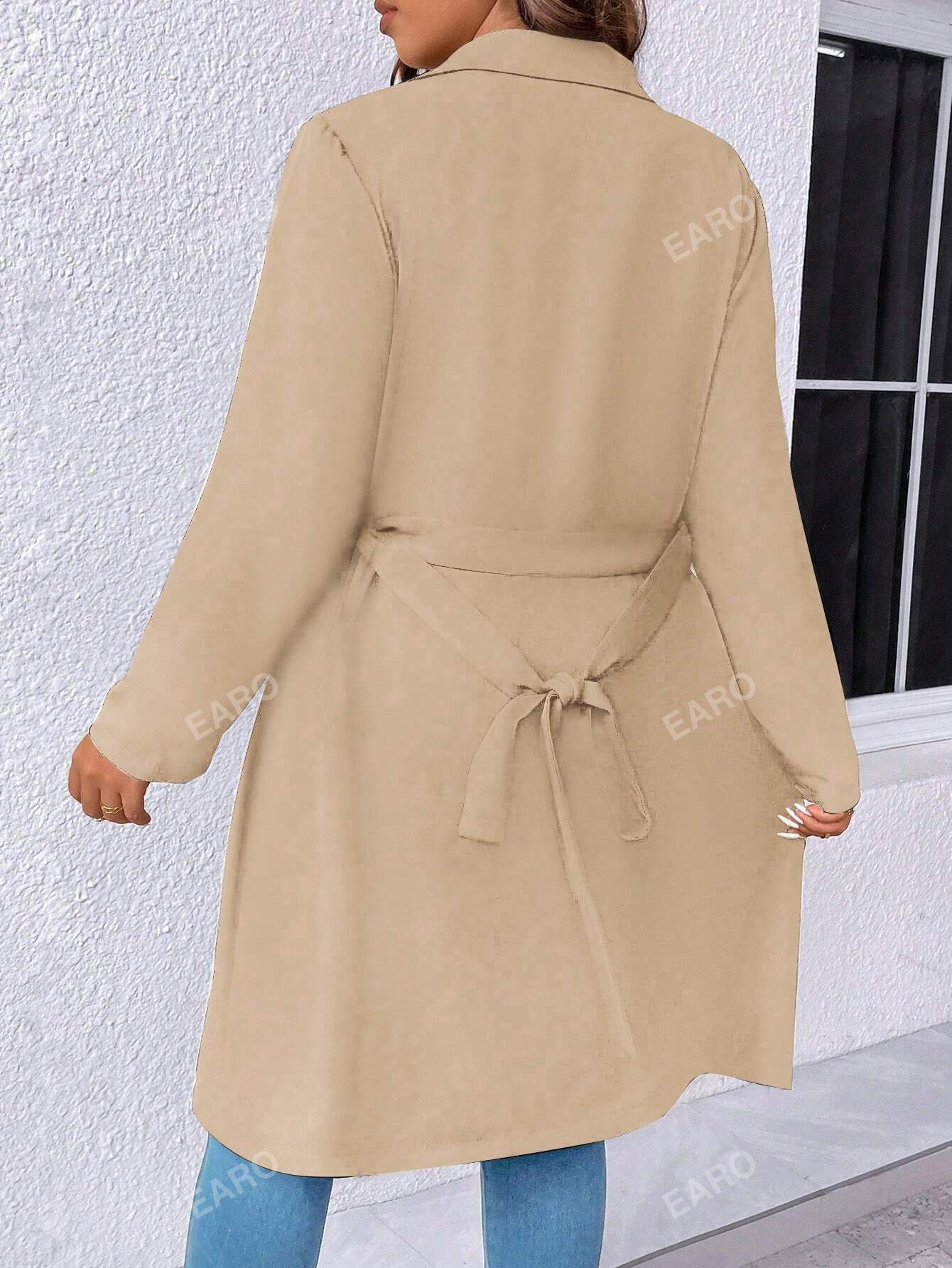 In Long Sleeve Plus Size Trench Coats