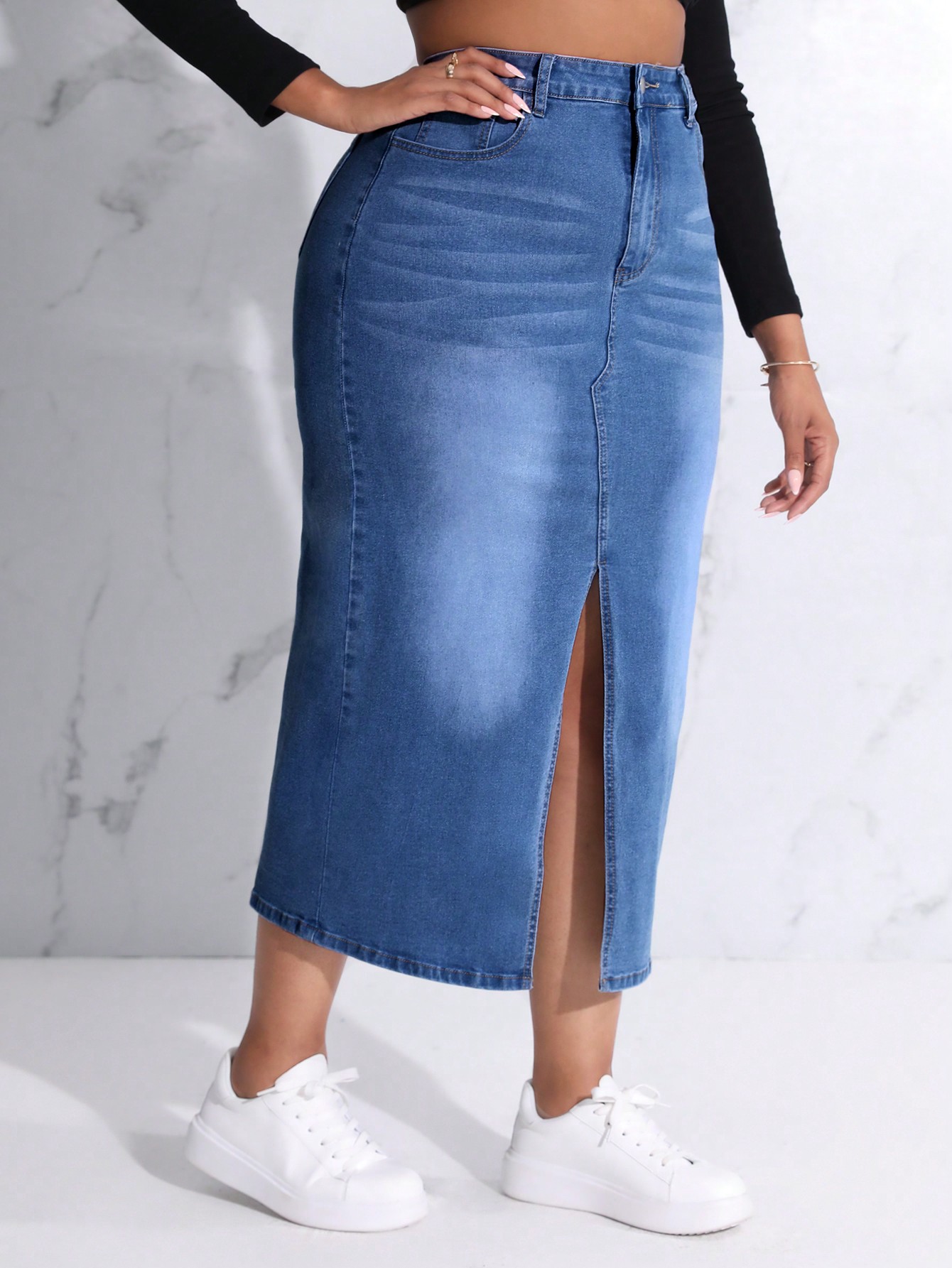 Plus Size Denim Skirts