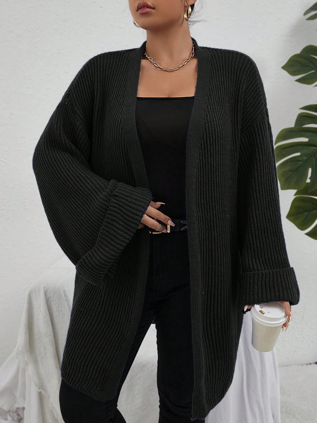 In Long Sleeve Plus Size Cardigans