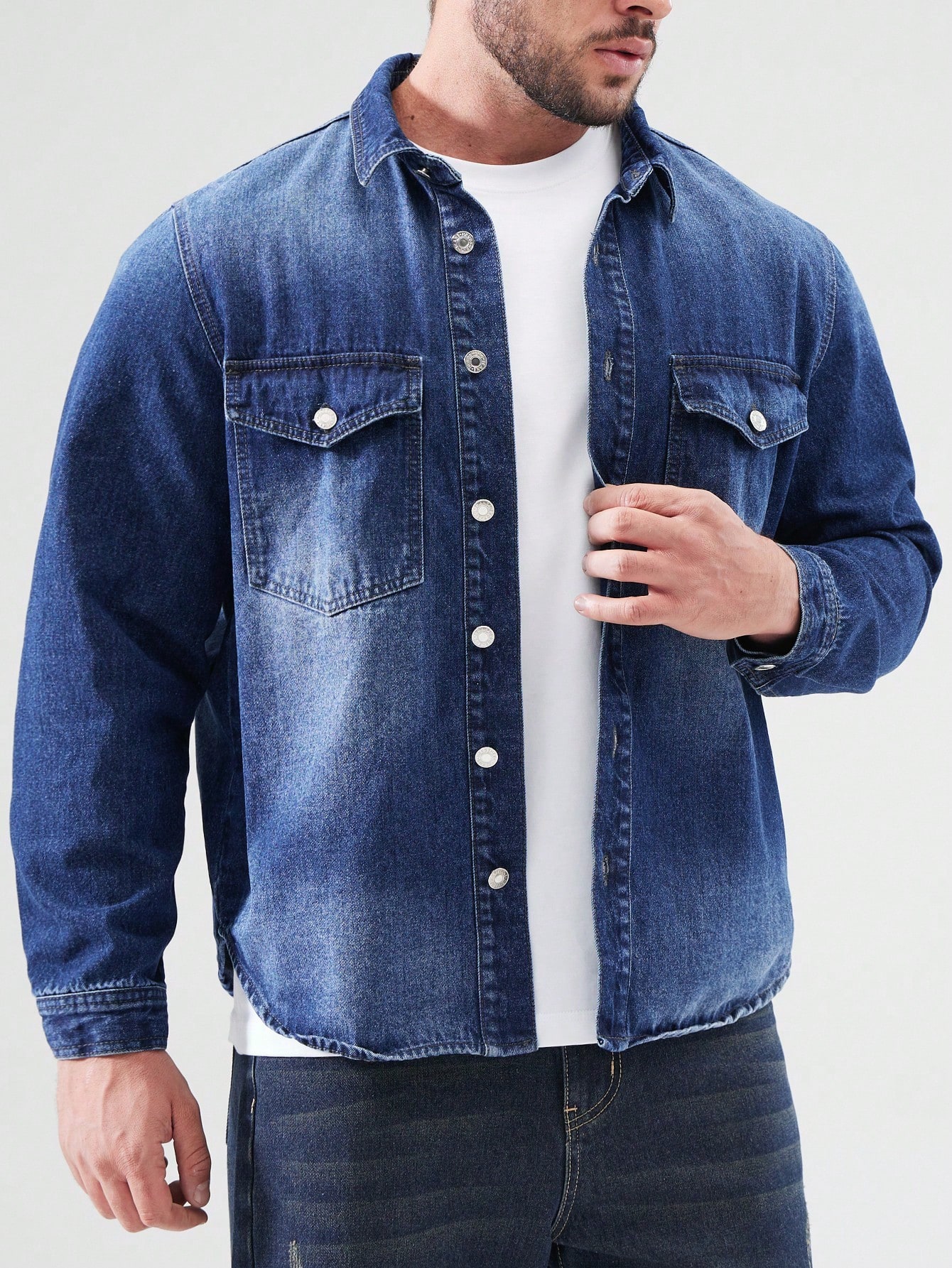 Men Plus Size Denim Shirts