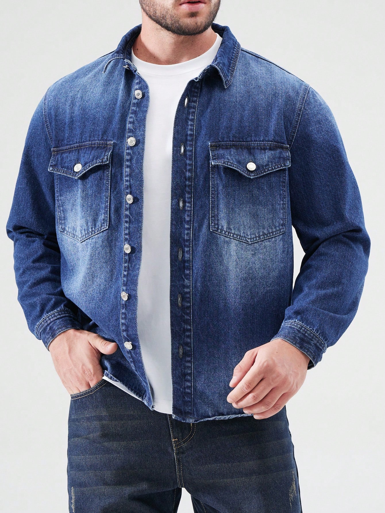 Men Plus Size Denim Shirts