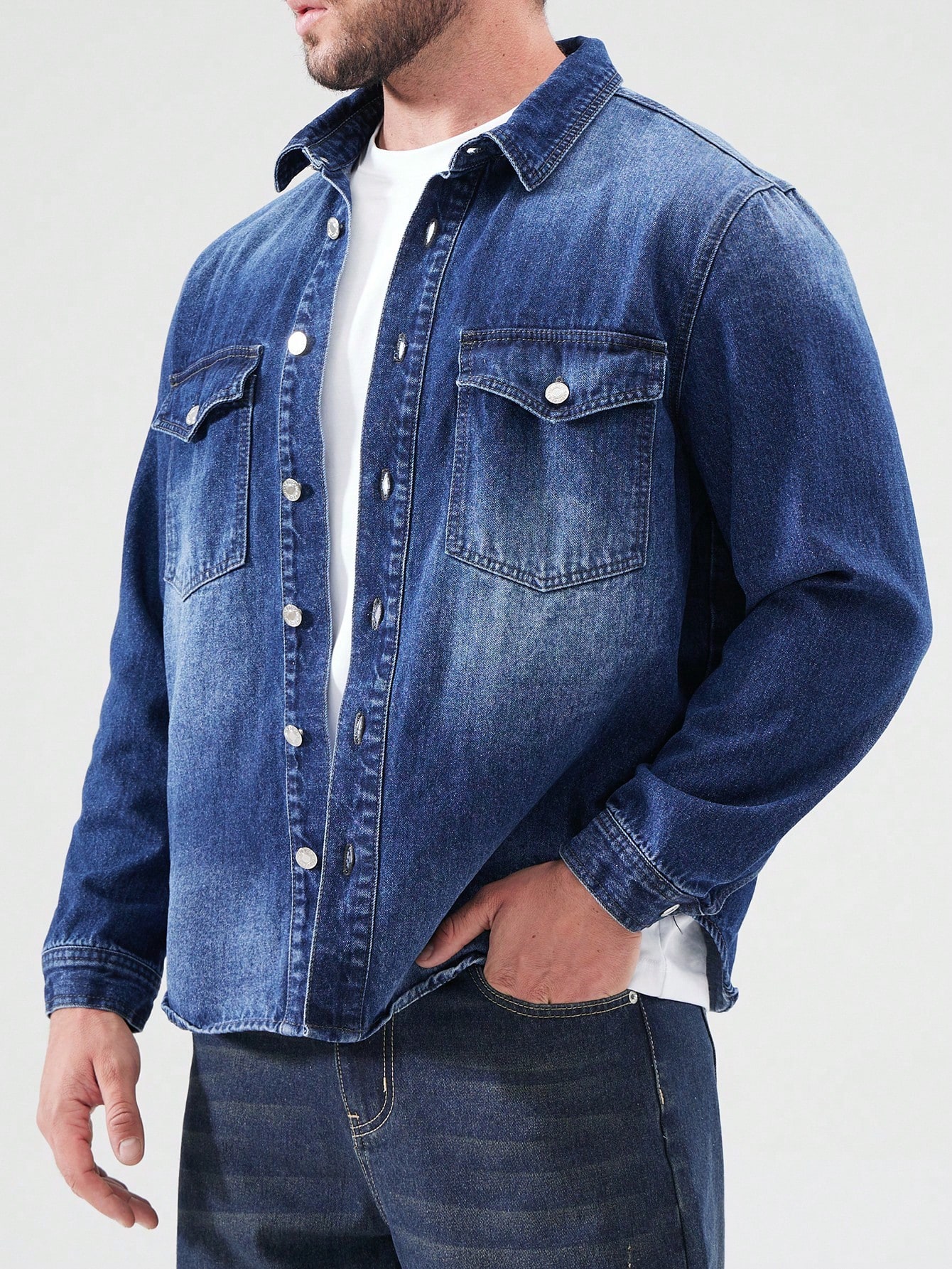 Men Plus Size Denim Shirts