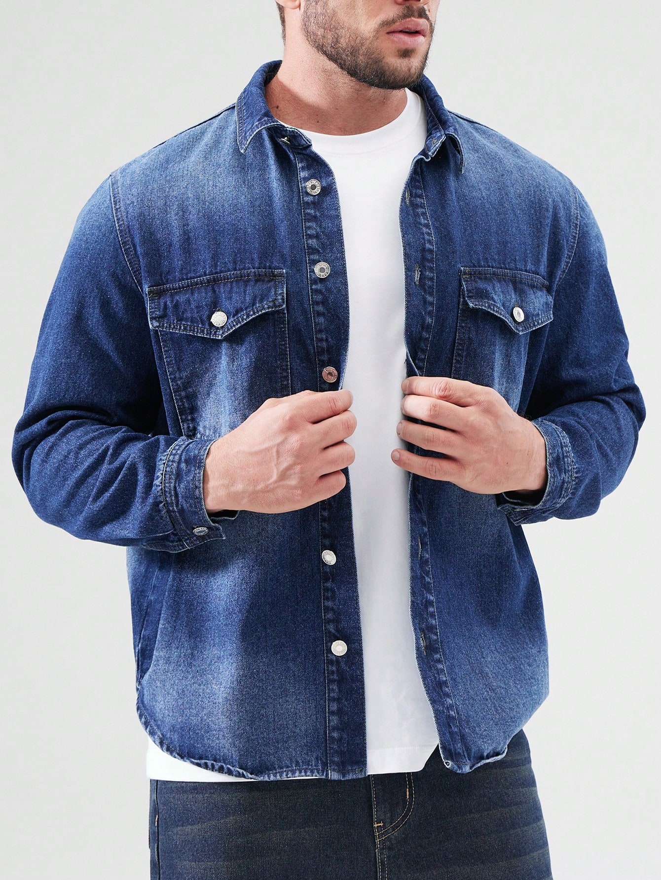 Men Plus Size Denim Shirts