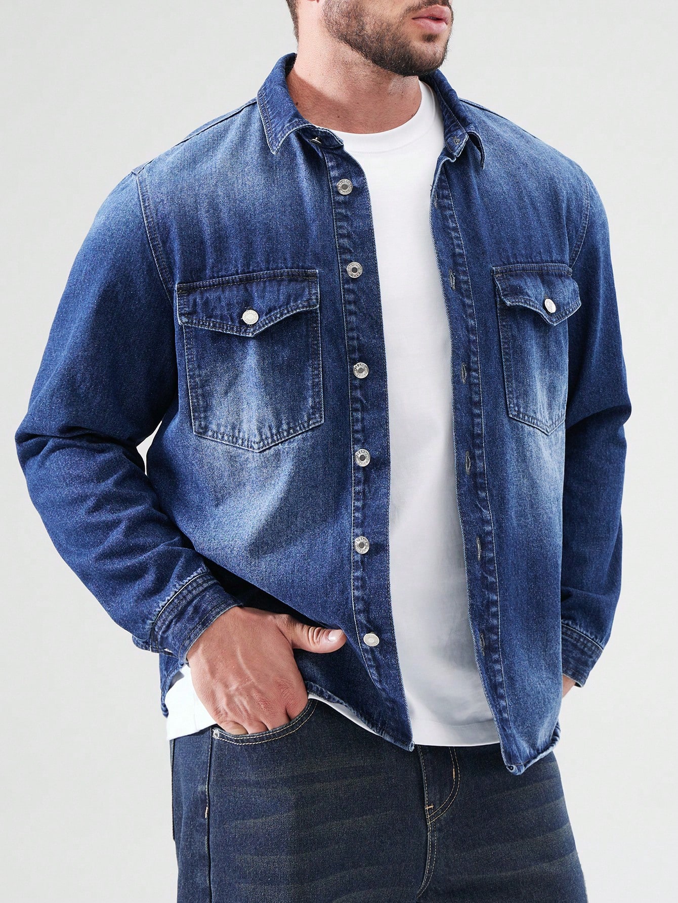 Men Plus Size Denim Shirts