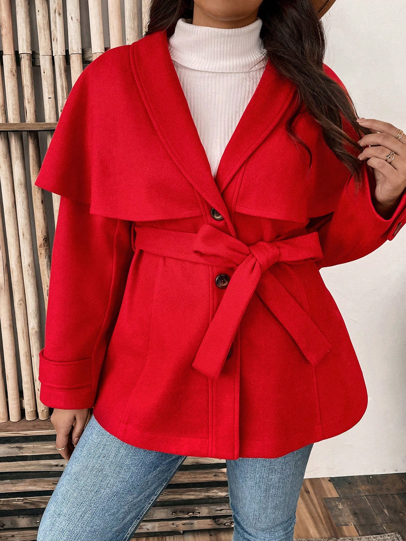 In Long Sleeve Plus Size Overcoats