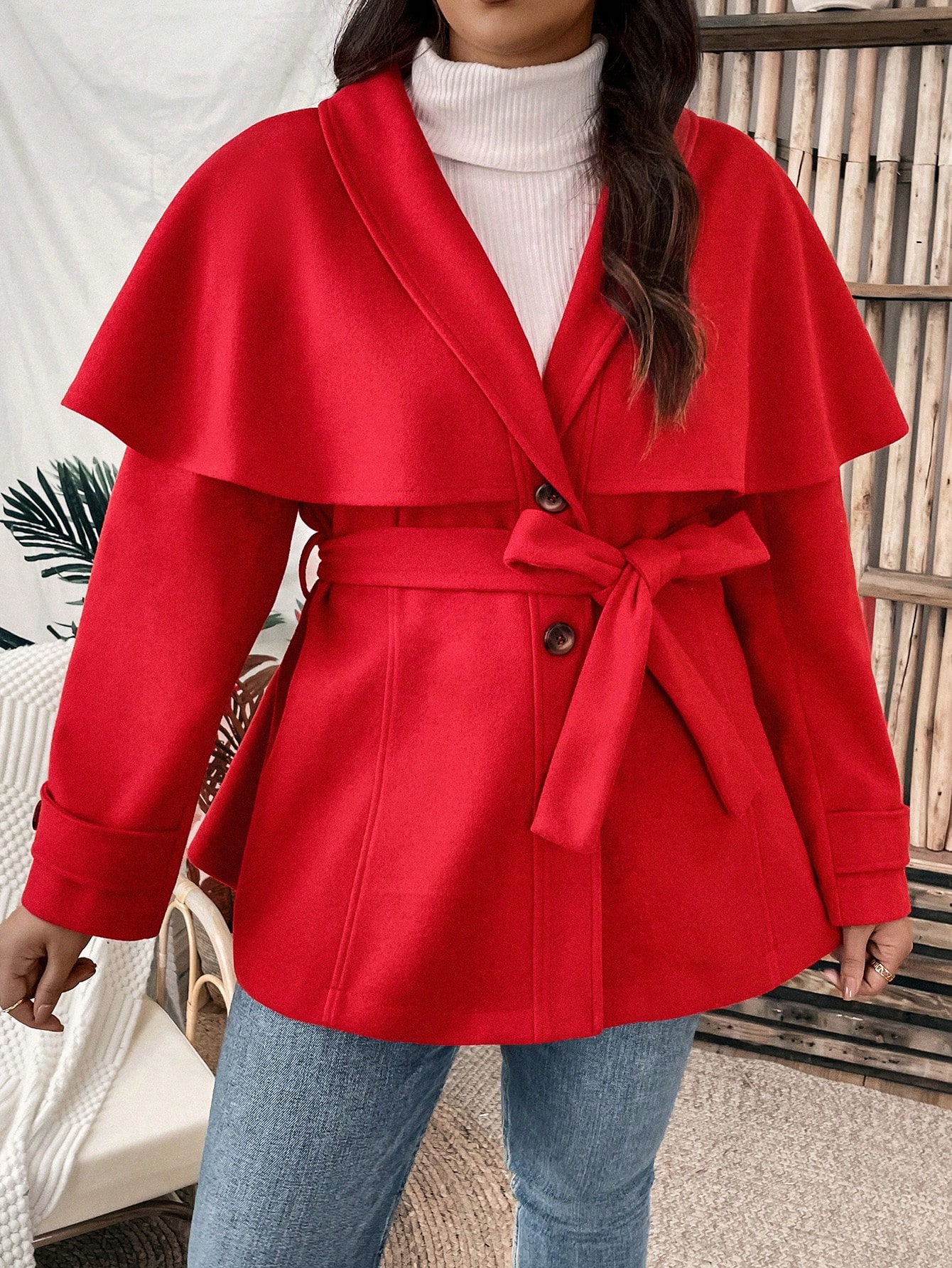 In Long Sleeve Plus Size Overcoats