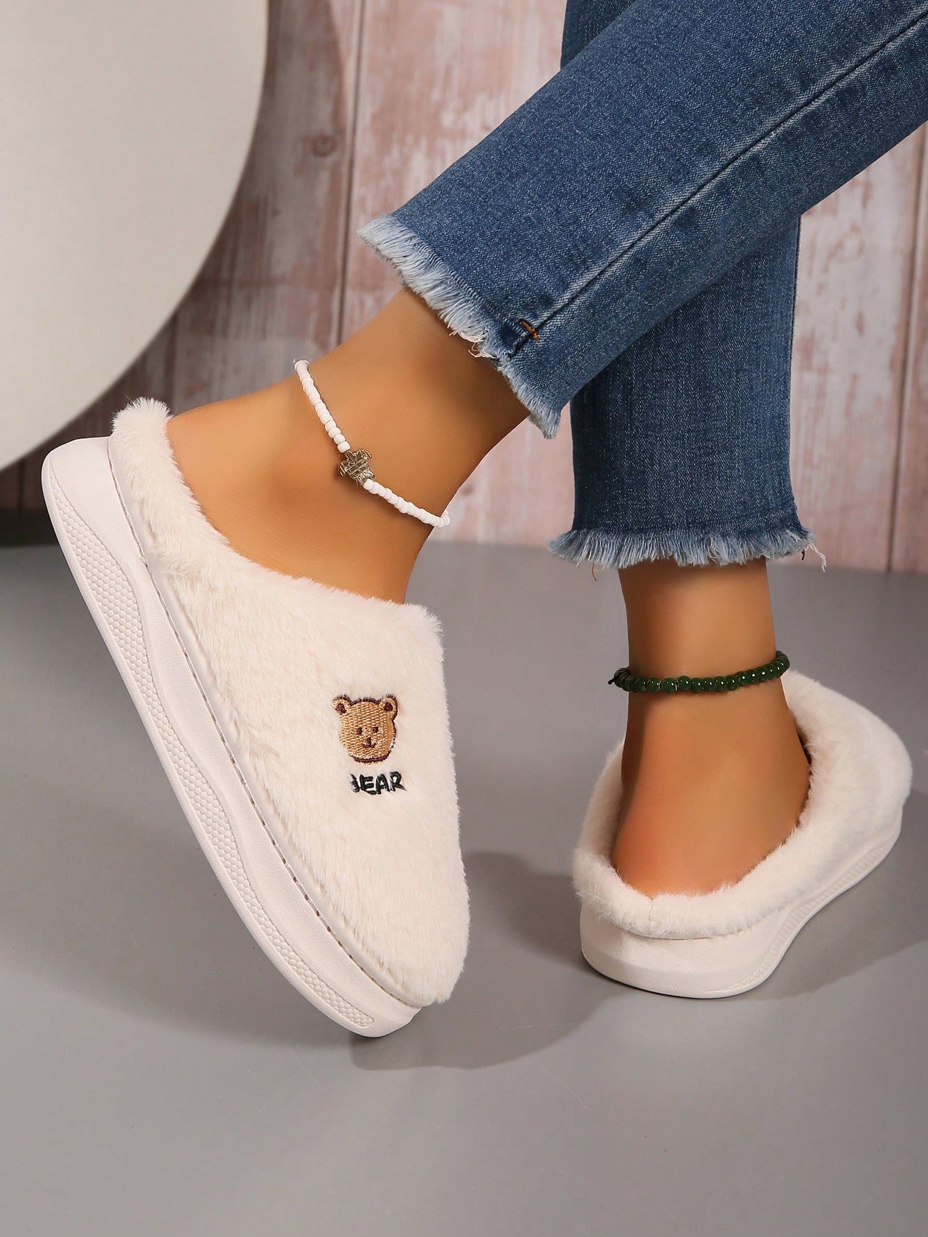 In Beige Women Home Slippers