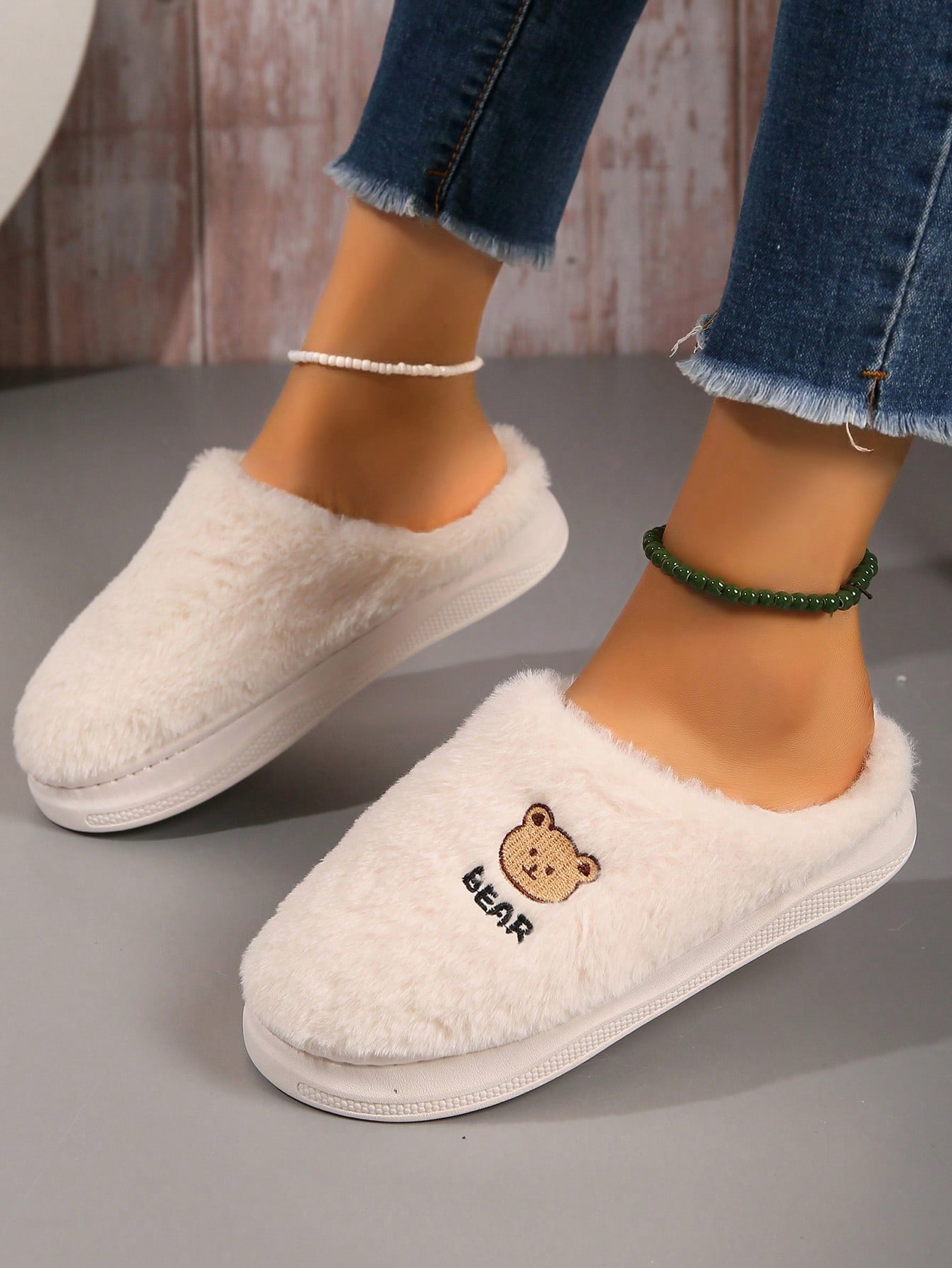 In Beige Women Home Slippers