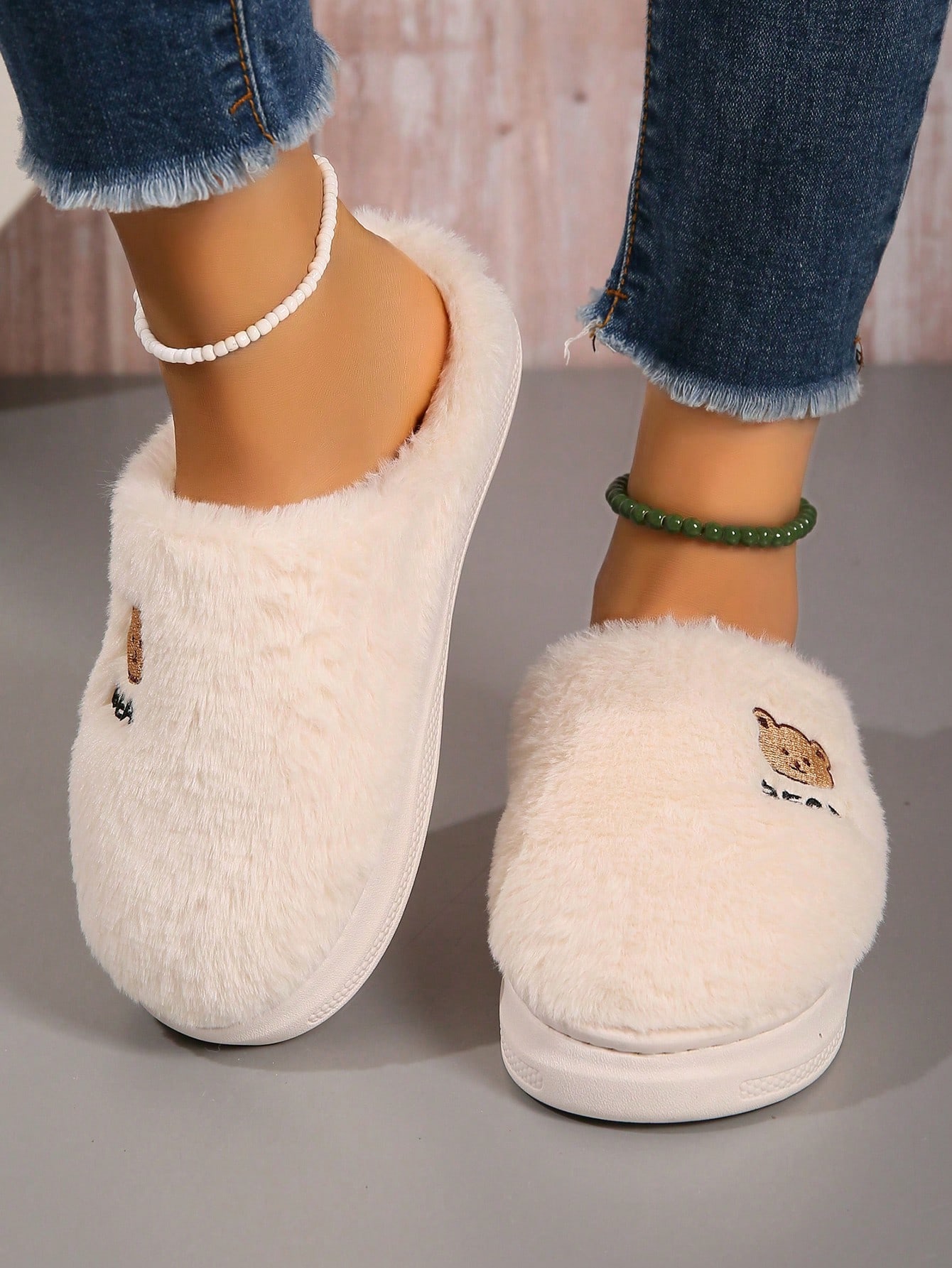 In Beige Women Home Slippers