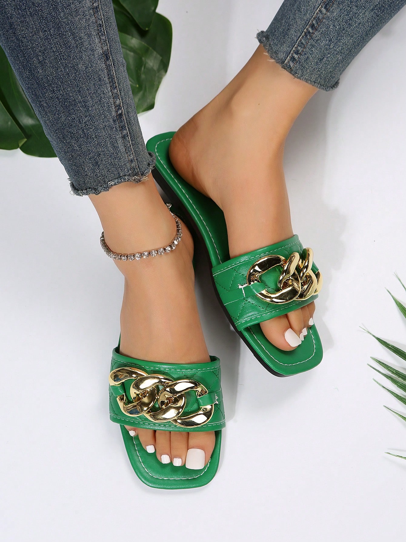 In Dark Green Women Shoes