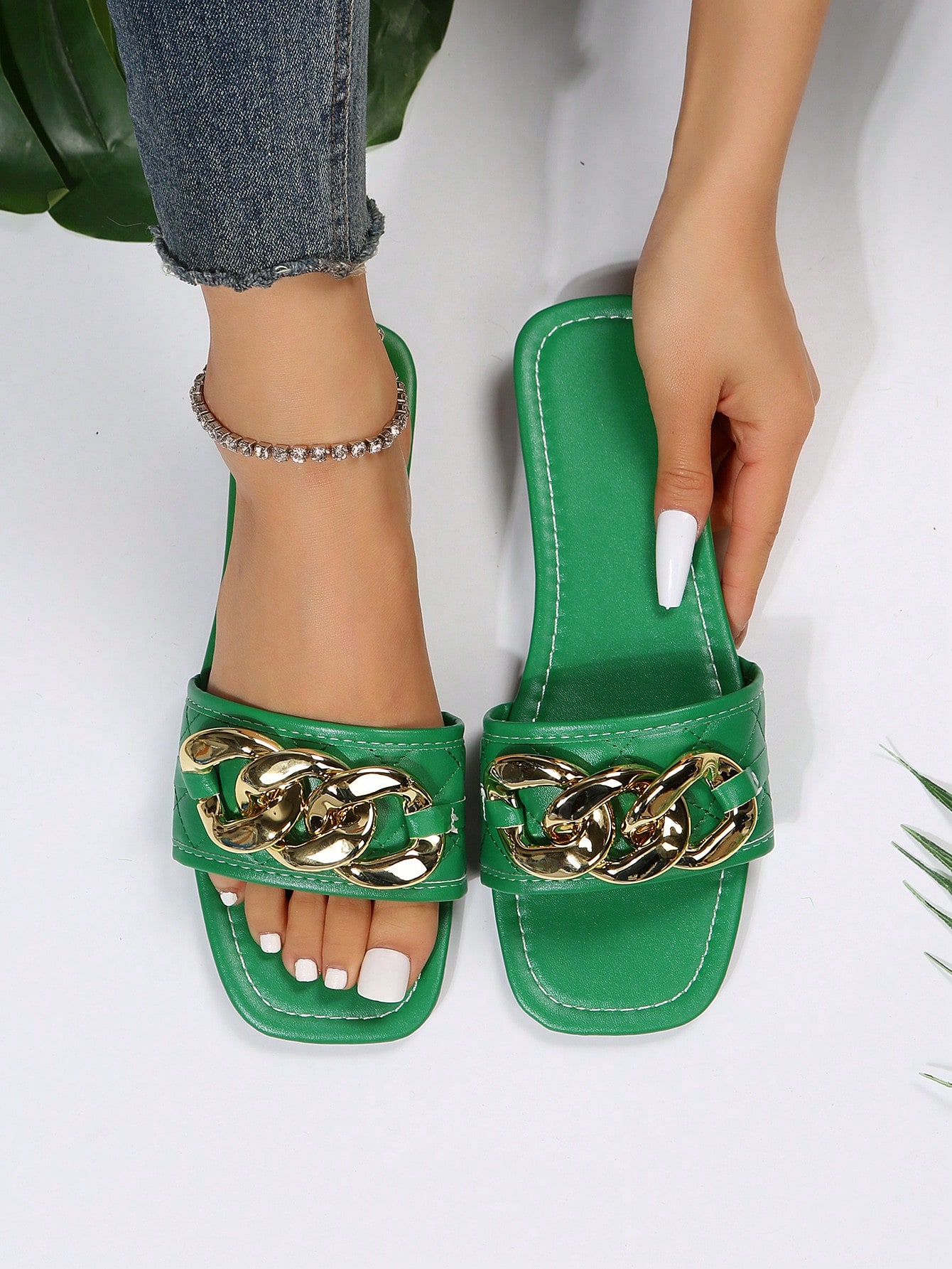 In Dark Green Women Shoes