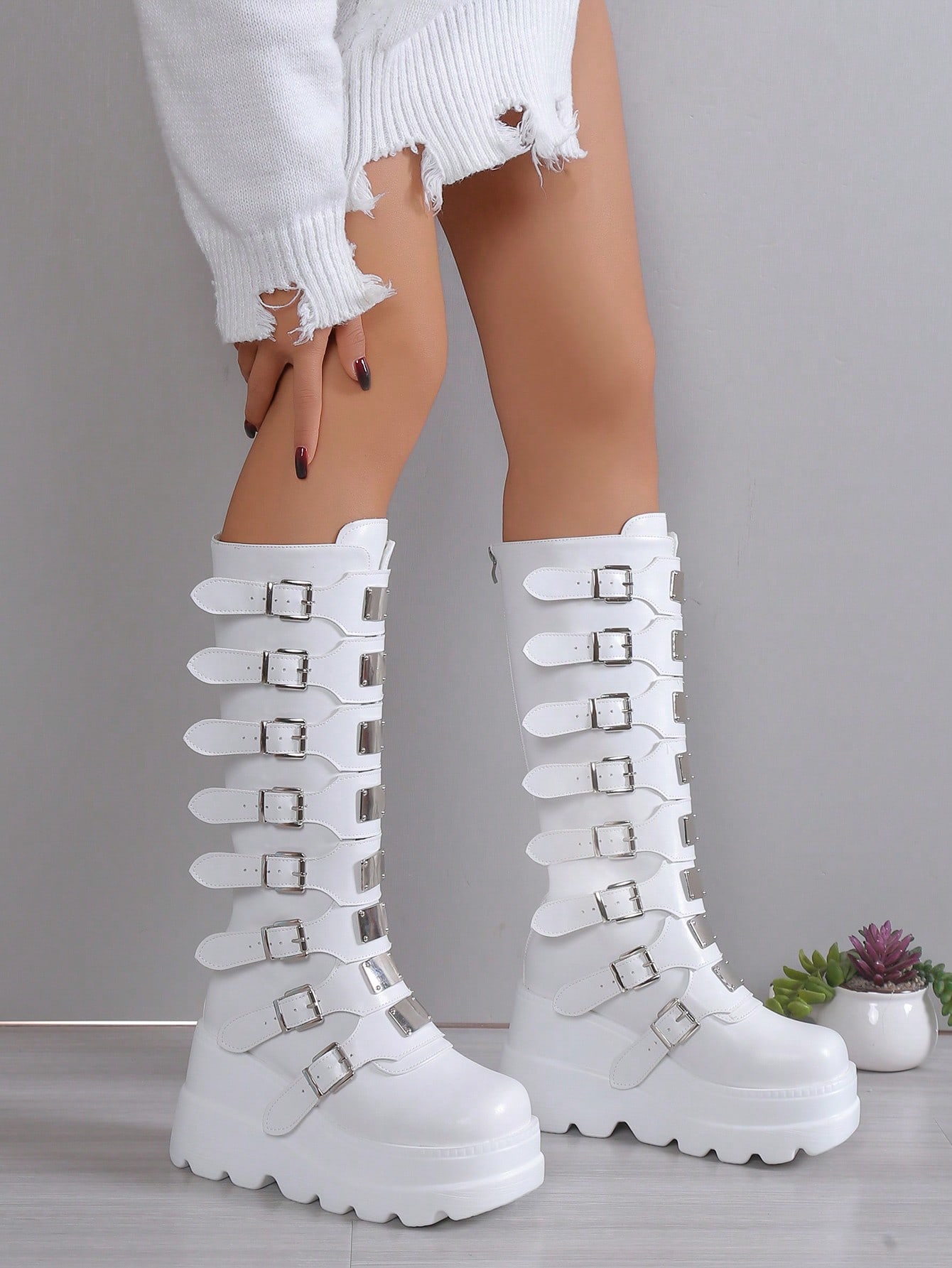 In White Women Knee-High Boots