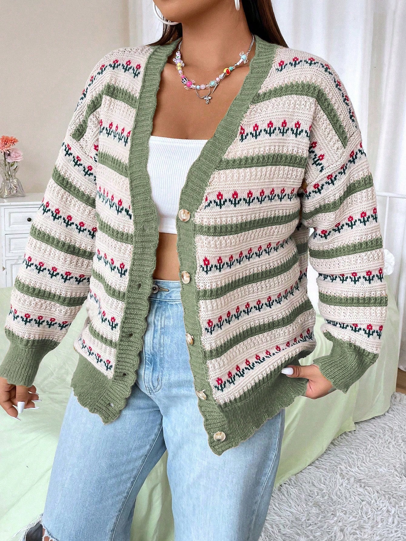 In Long Sleeve Plus Size Cardigans