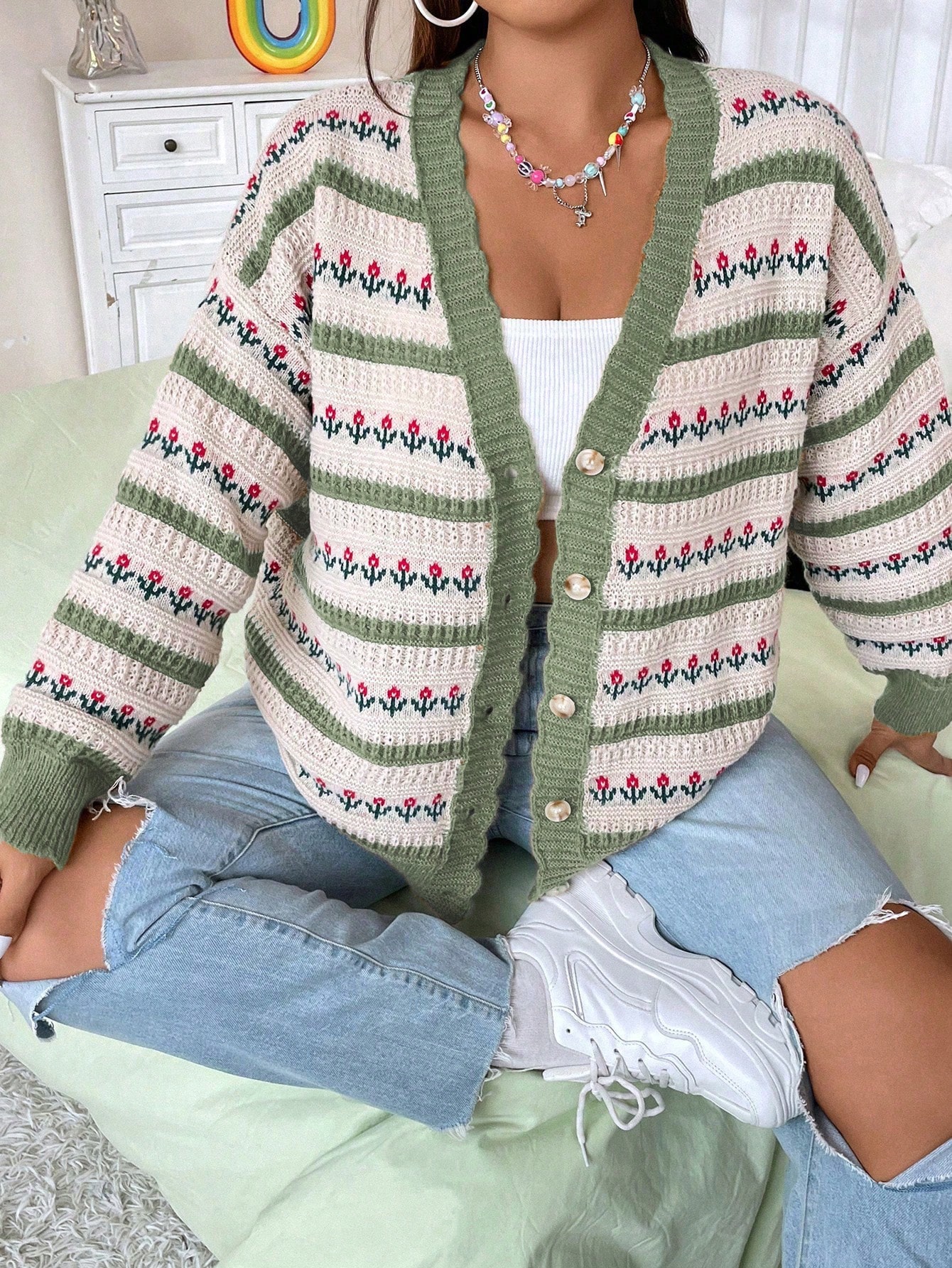 In Long Sleeve Plus Size Cardigans