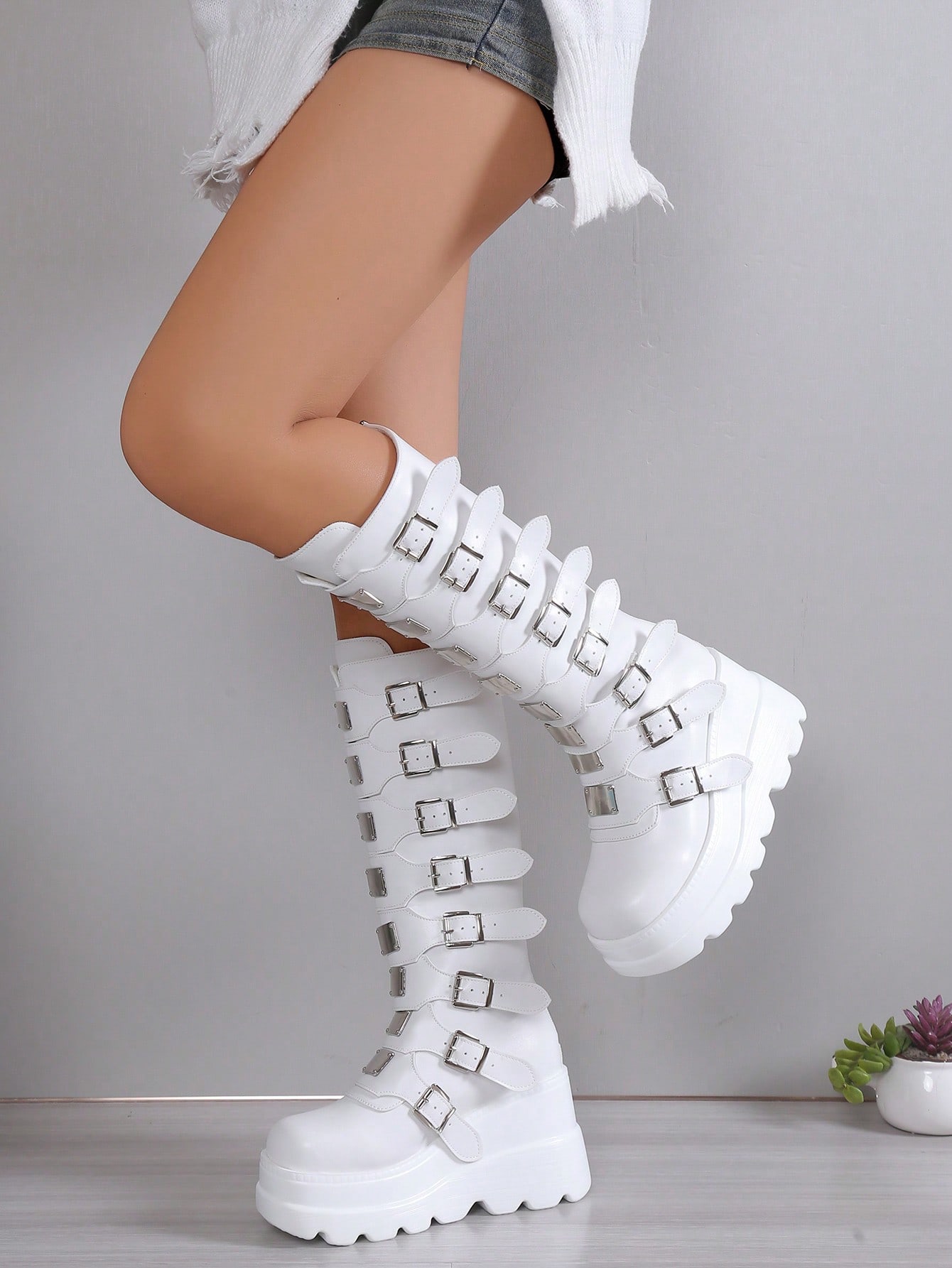 In White Women Knee-High Boots