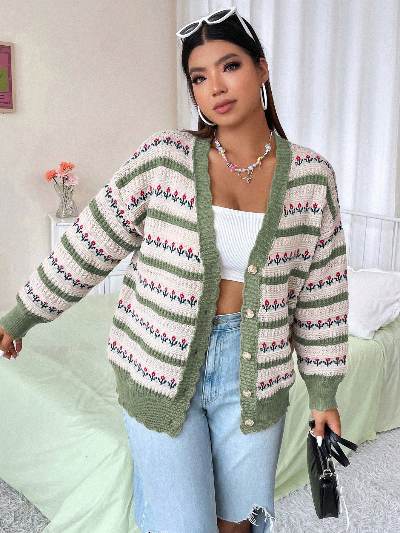 In Long Sleeve Plus Size Cardigans