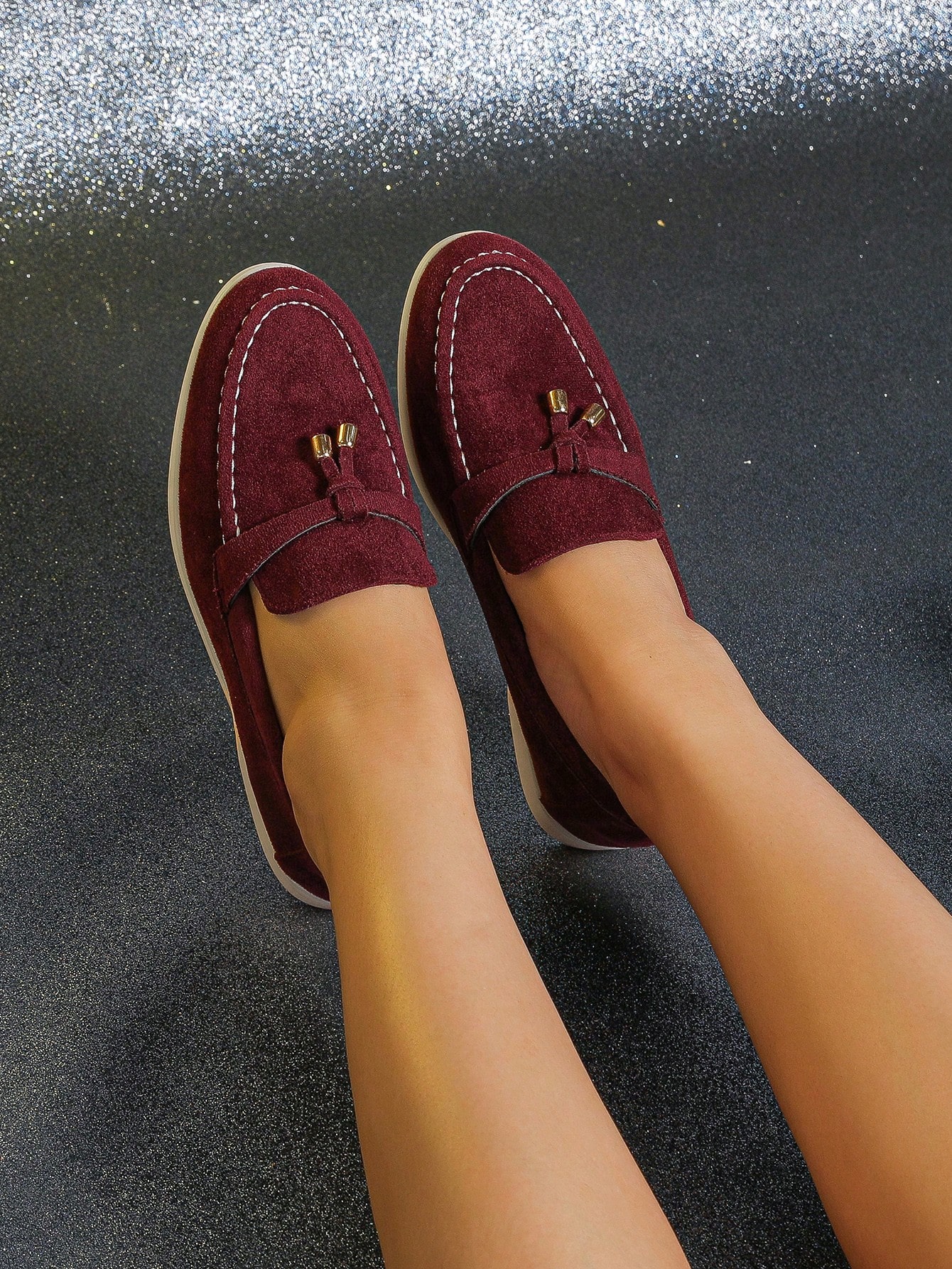 In Burgundy Women Flats