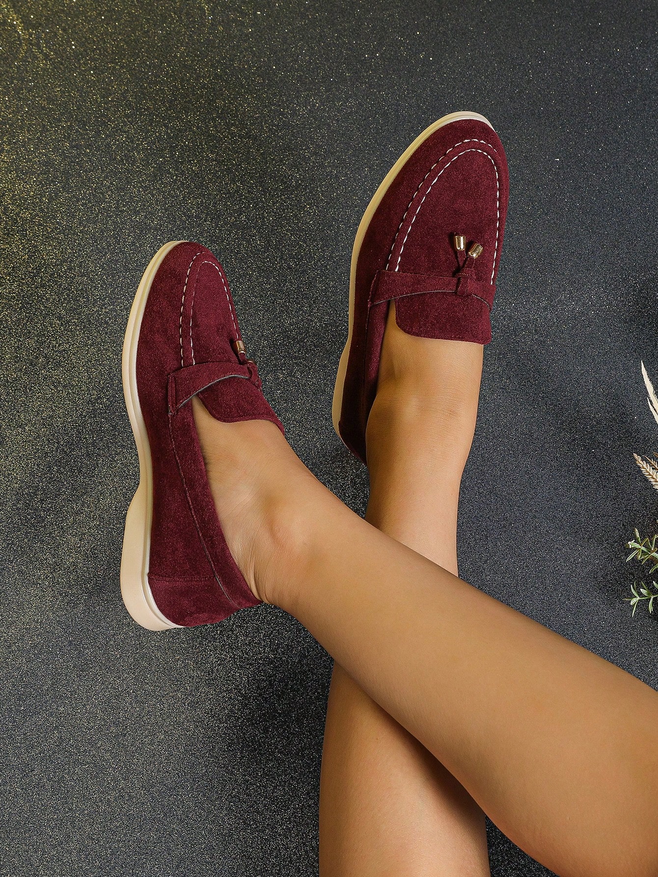 In Burgundy Women Flats