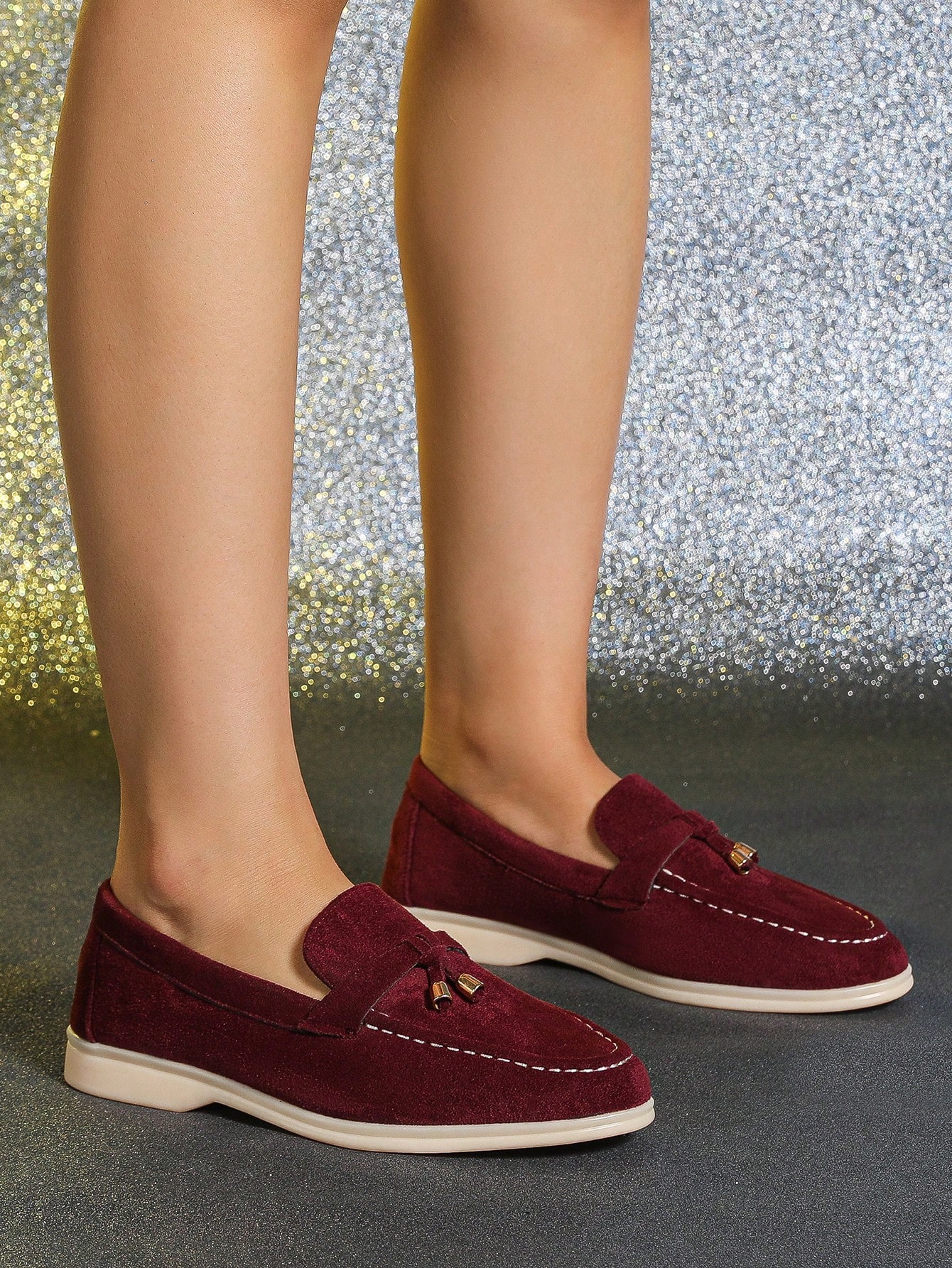 In Burgundy Women Flats