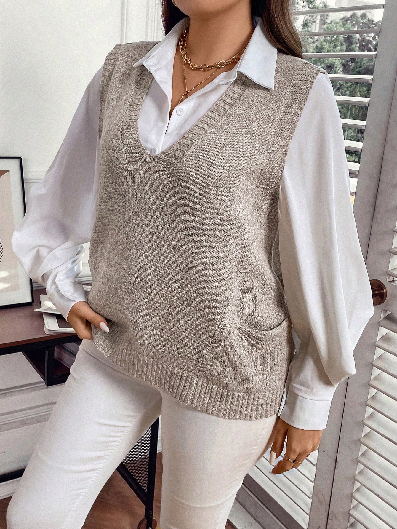 In Casual Plus Size Sweater Vests