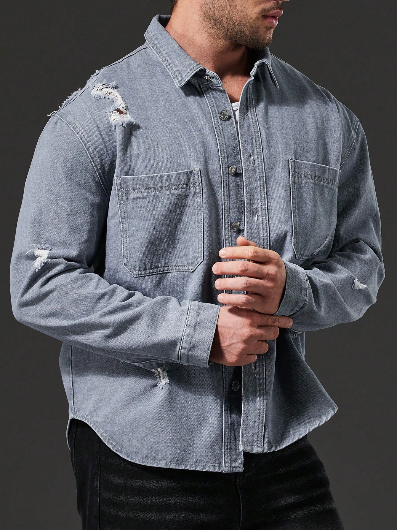 Men Plus Size Denim Shirts