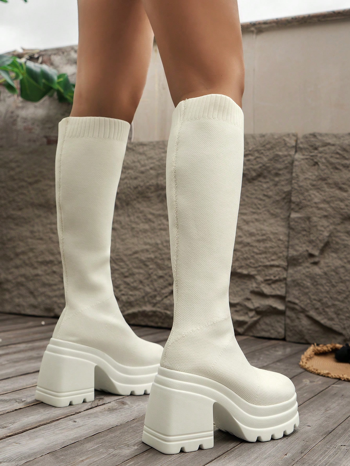 In White Women Knee-High Boots