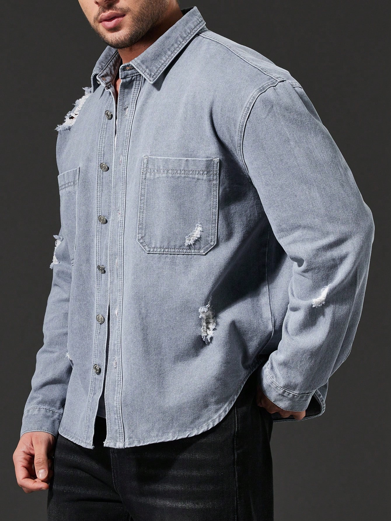 Men Plus Size Denim Shirts